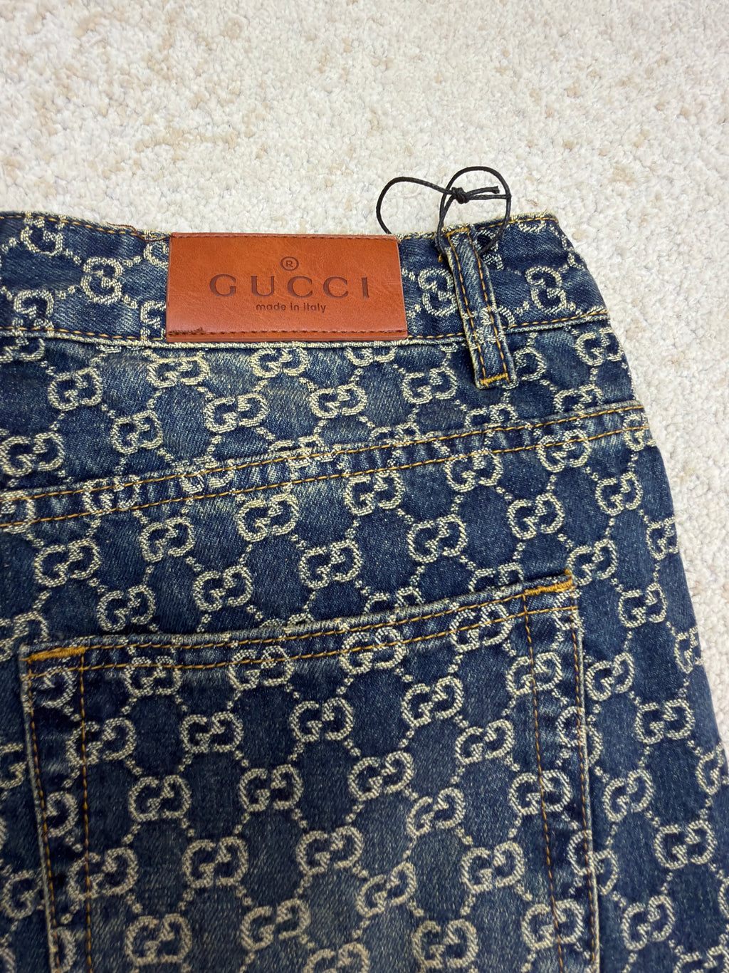 Gucci GG Cotton Denim Jacquard Pants