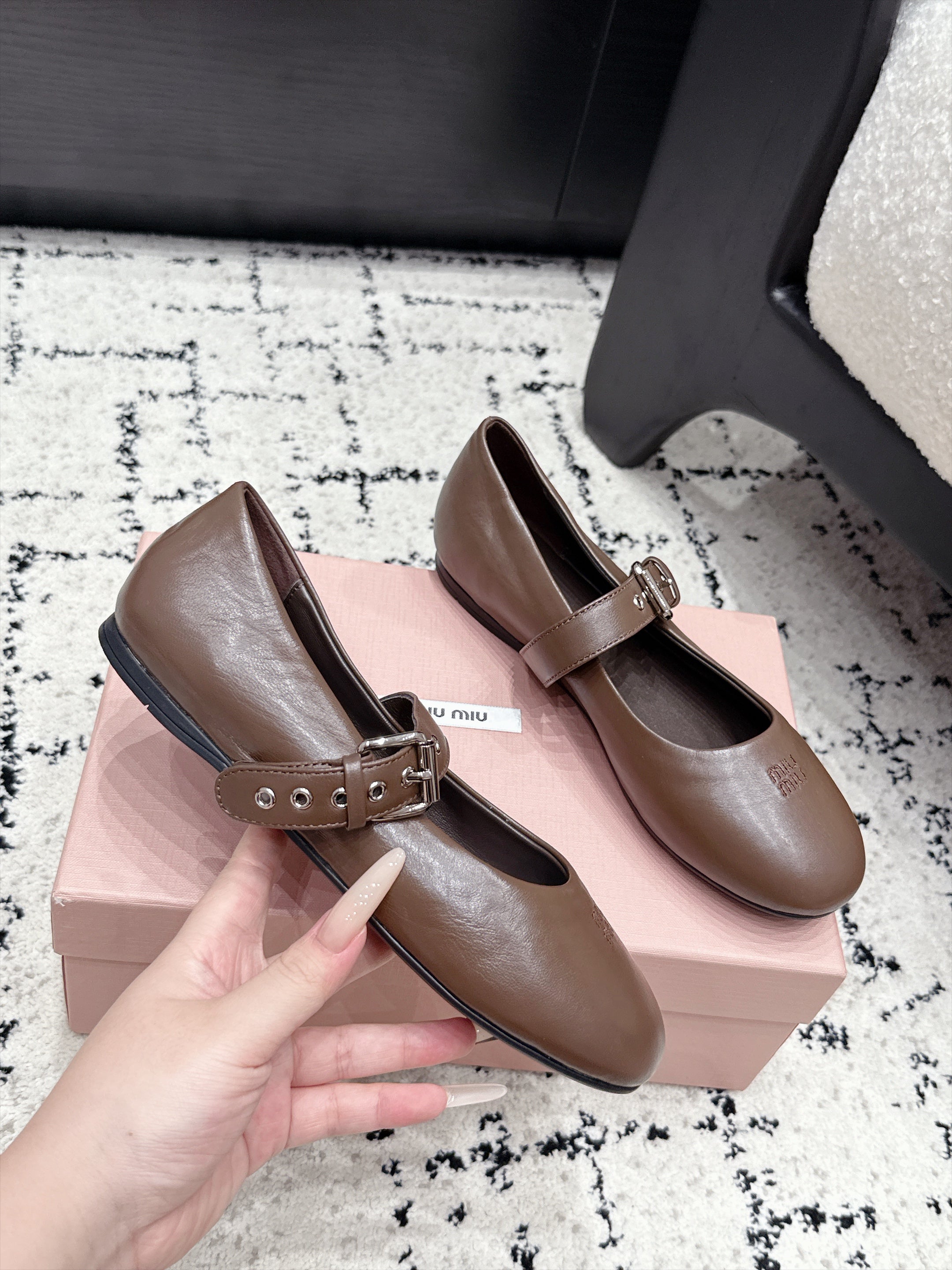 Miu Miu Mary Jane Flats in Lambskin