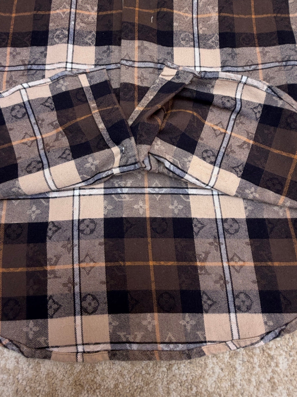 LV 1AIKAJ Monogram Flannel Long-Sleeved Polo Shirt