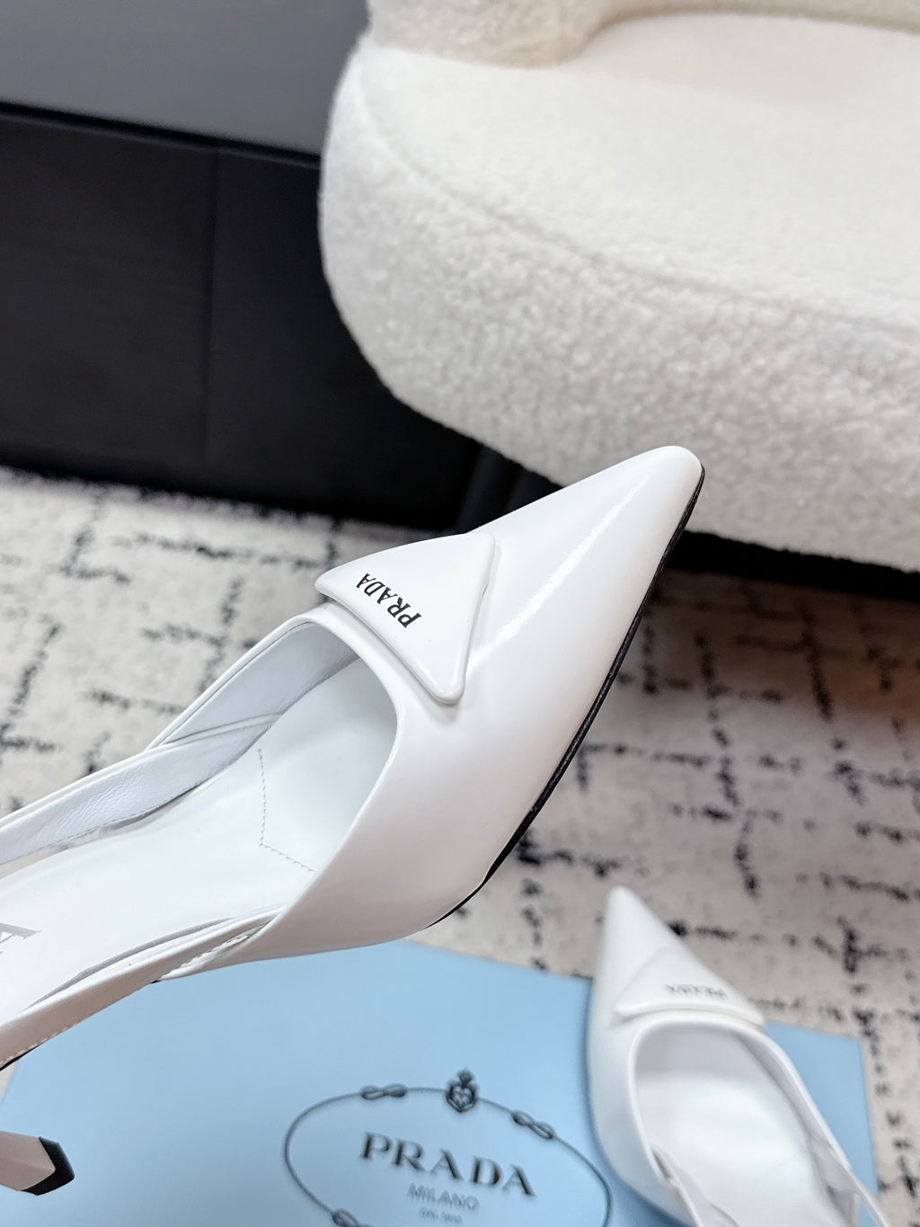 Prada Triangle Slingback Pump in Patent Calfskin