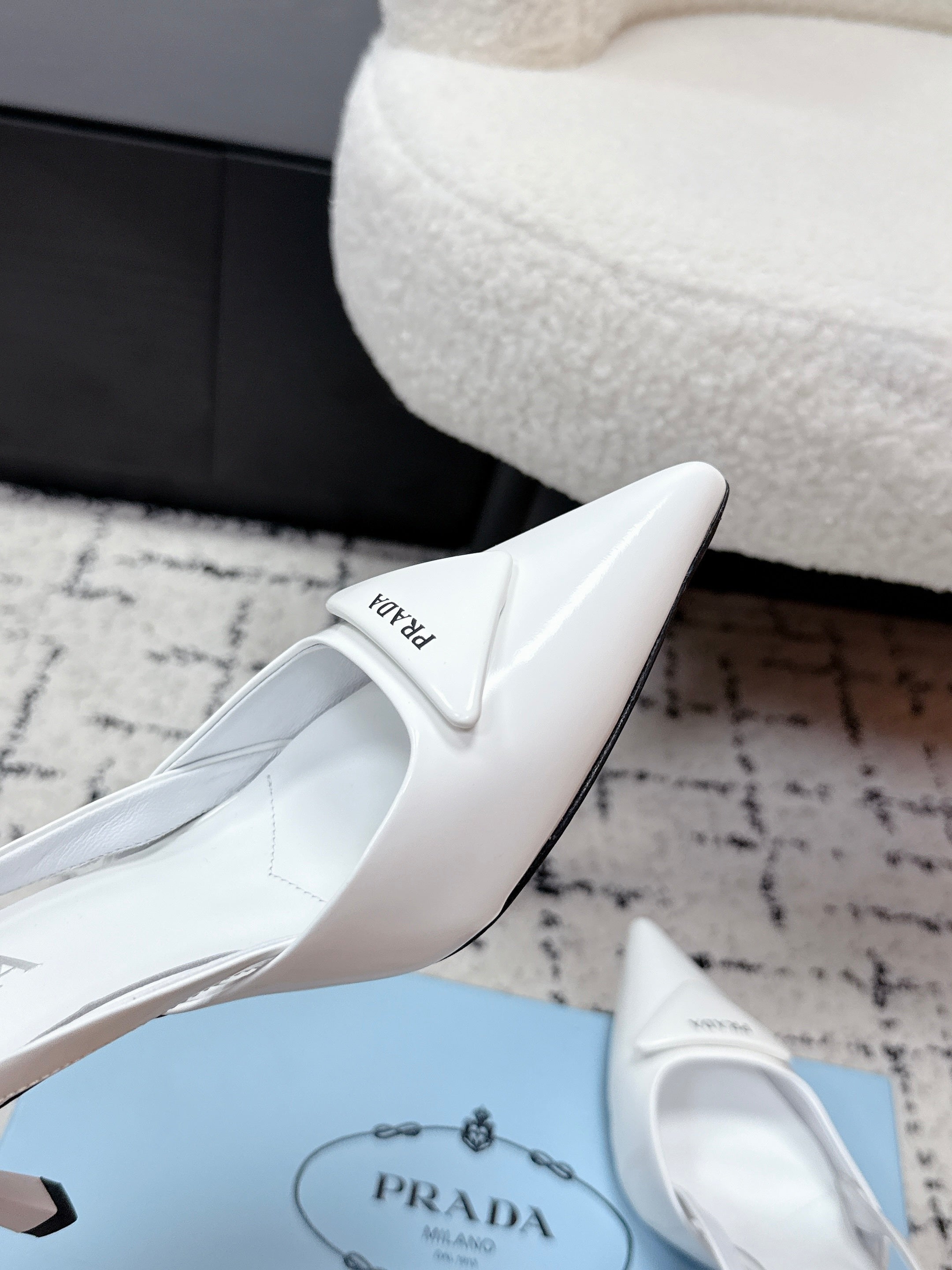 Prada Triangle Slingback Pump in Patent Calfskin