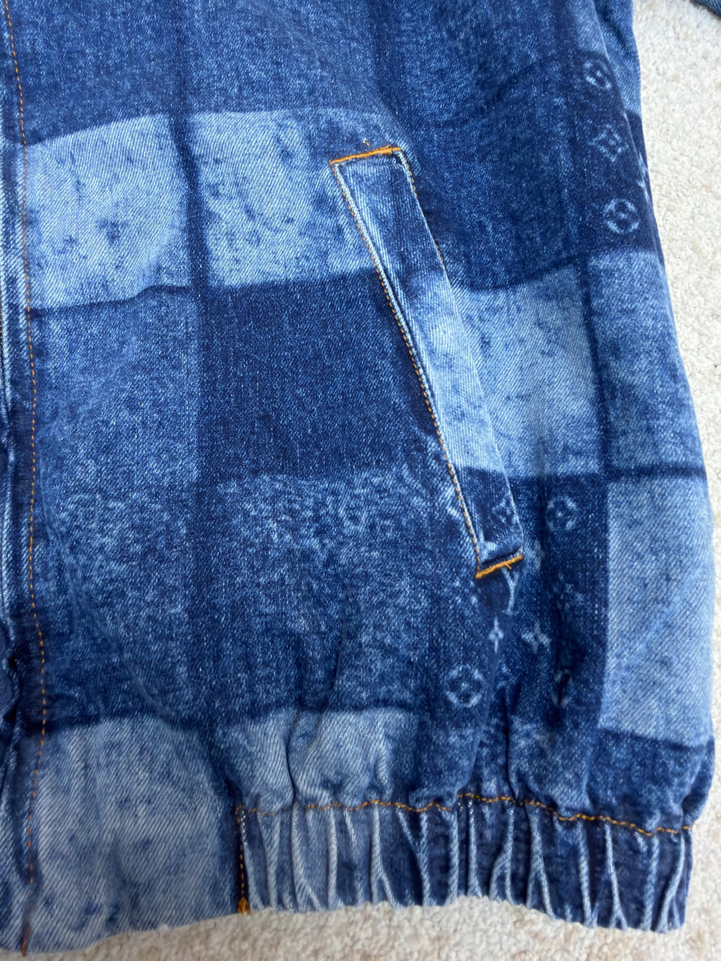 LV 1AK6J4 Lasered Signature Patchwork Denim Blouson