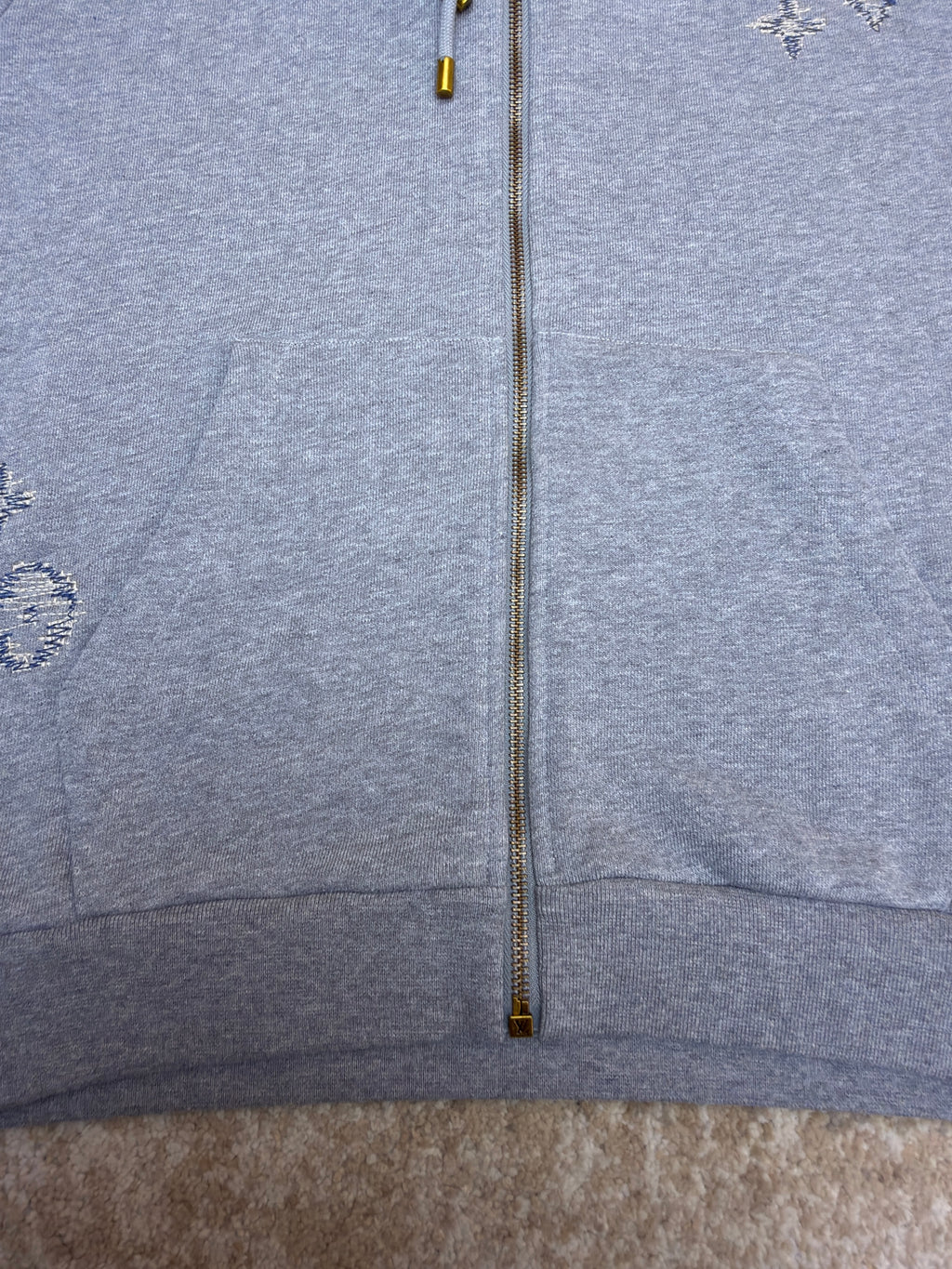 LV 1AK7FH Embroidered Signature Zipped Hoodie