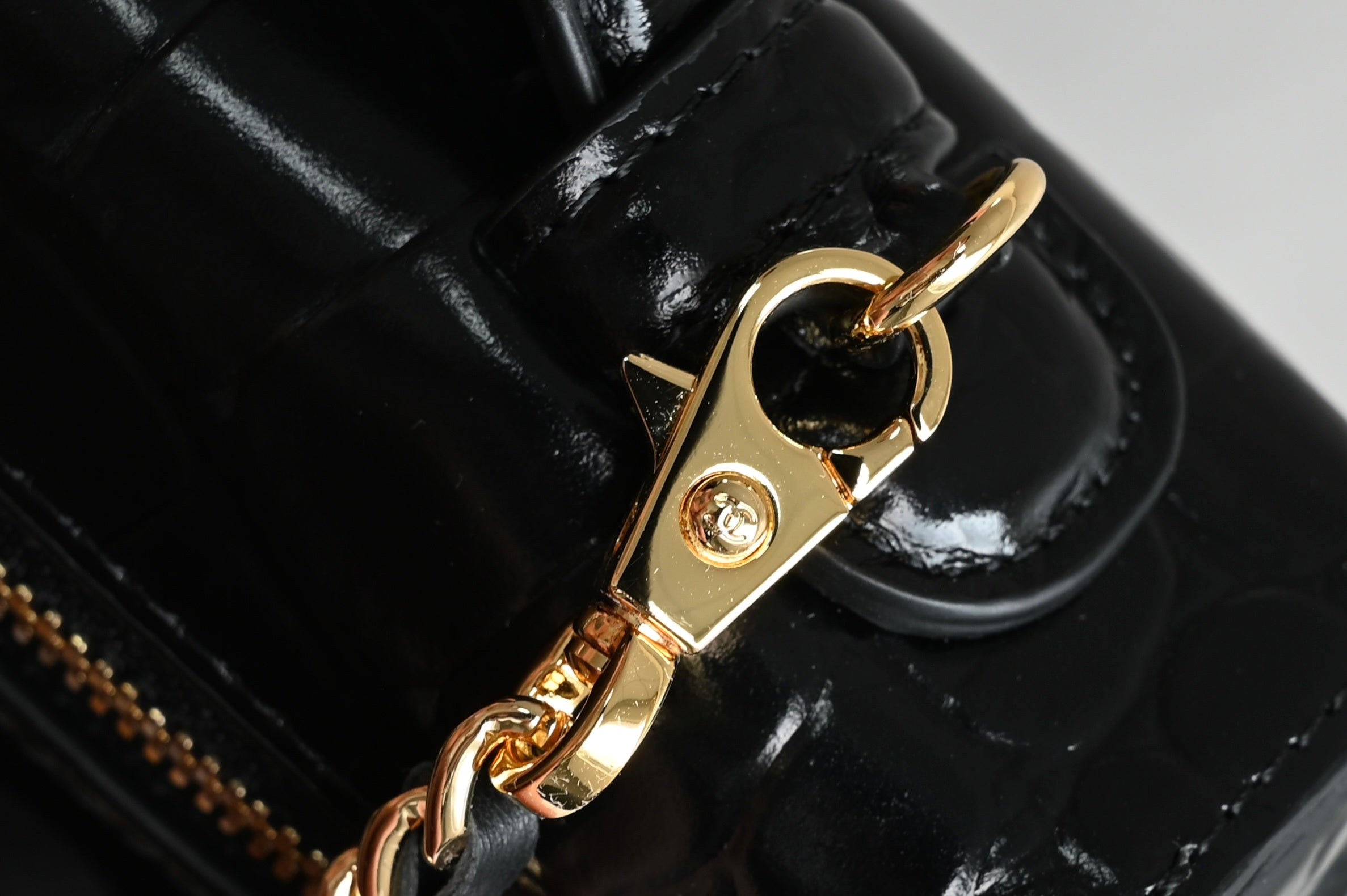 Chanel Vanity with Chain in Croc Embossed Calfskin