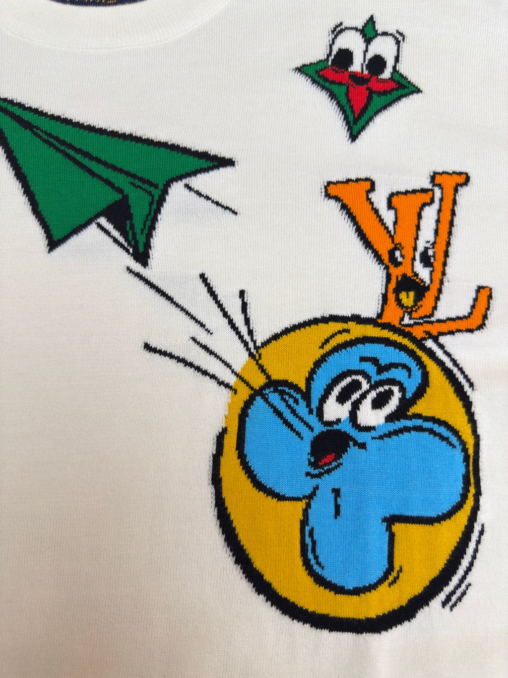LV 1AB54D Monogram Comics Intarsia Short-Sleeved Crewneck