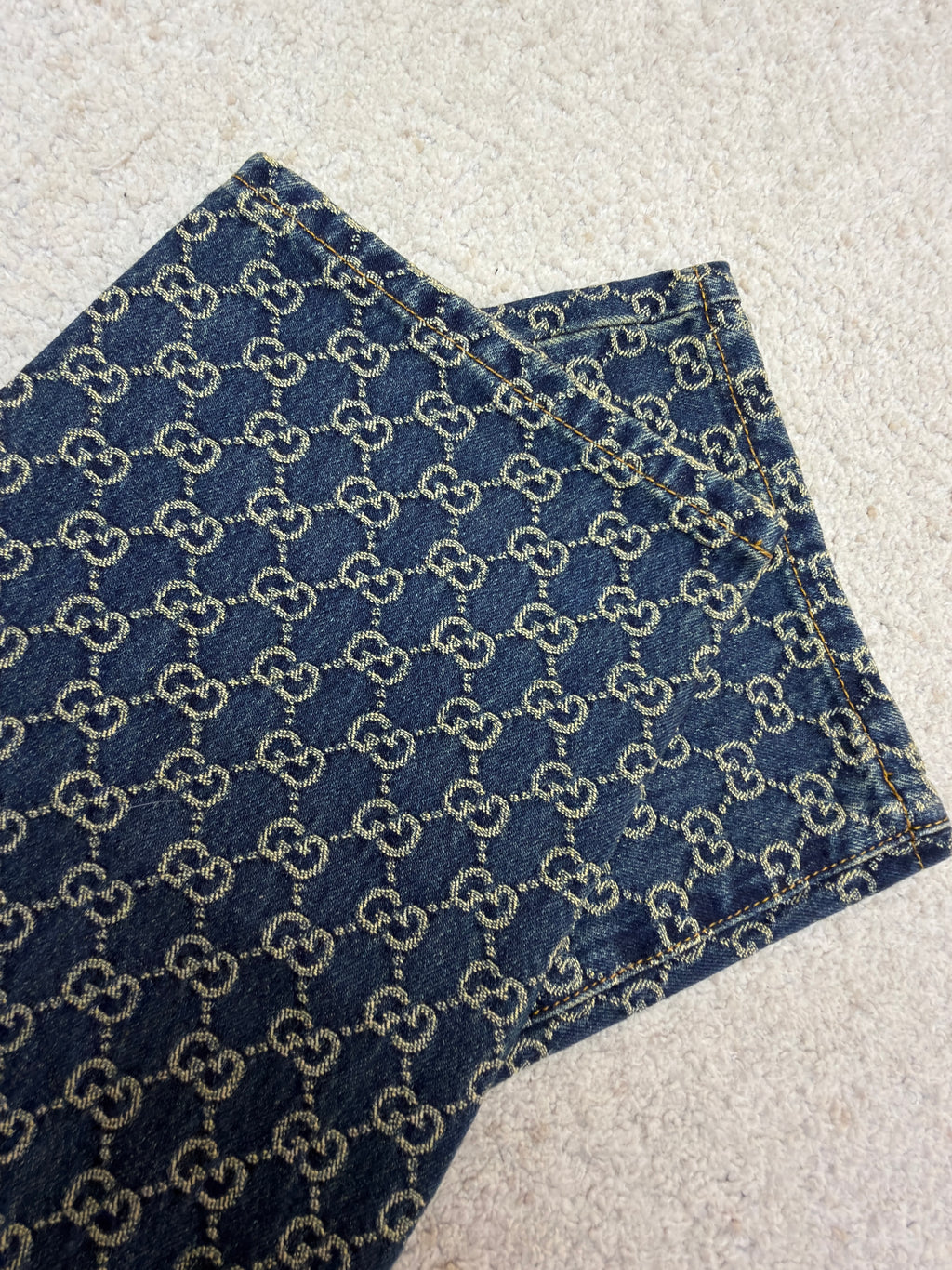 Gucci GG Cotton Denim Jacquard Pants