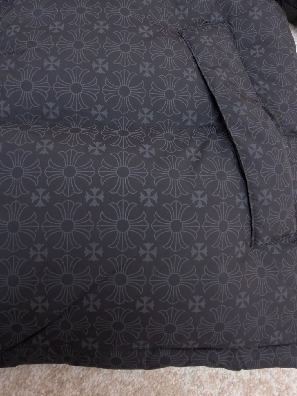 Chrome Hearts Black Monogram Print Down Puffer Jacket