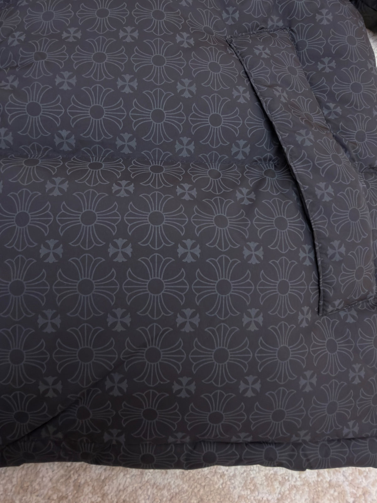 Chrome Hearts Black Monogram Print Down Puffer Jacket