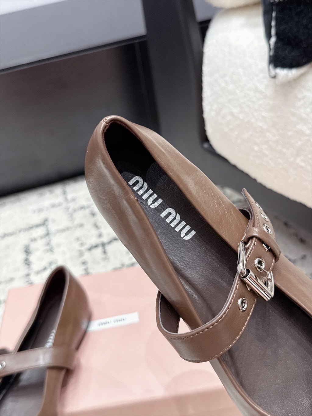 Miu Miu Mary Jane Flats in Lambskin