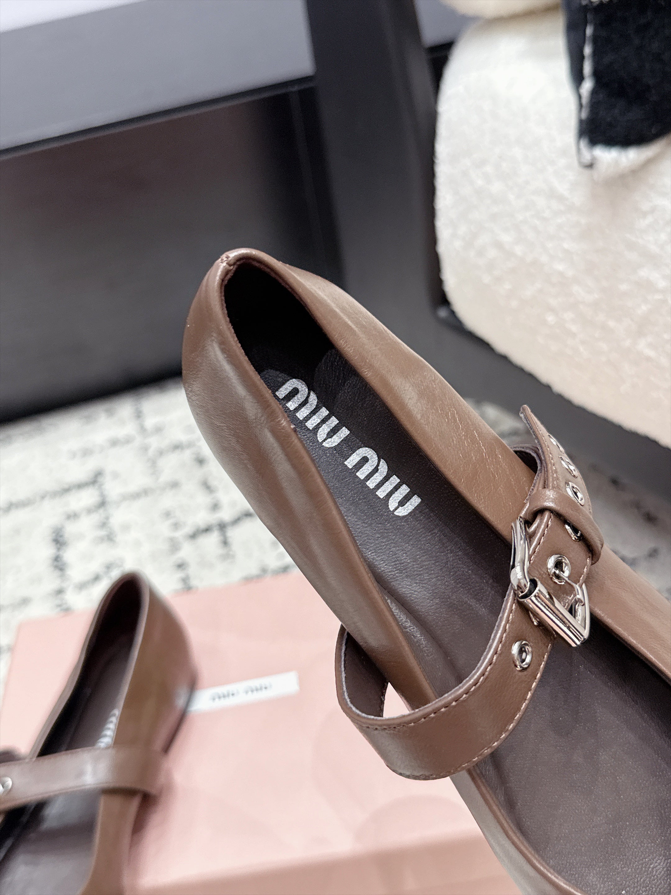 Miu Miu Mary Jane Flats in Lambskin