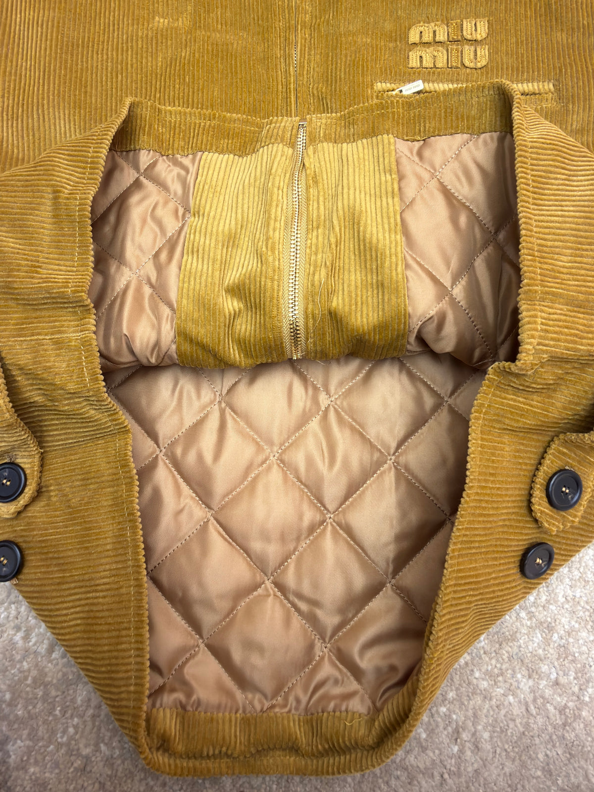 Miu Miu Corduroy Blouson Jacket With Leather Collar
