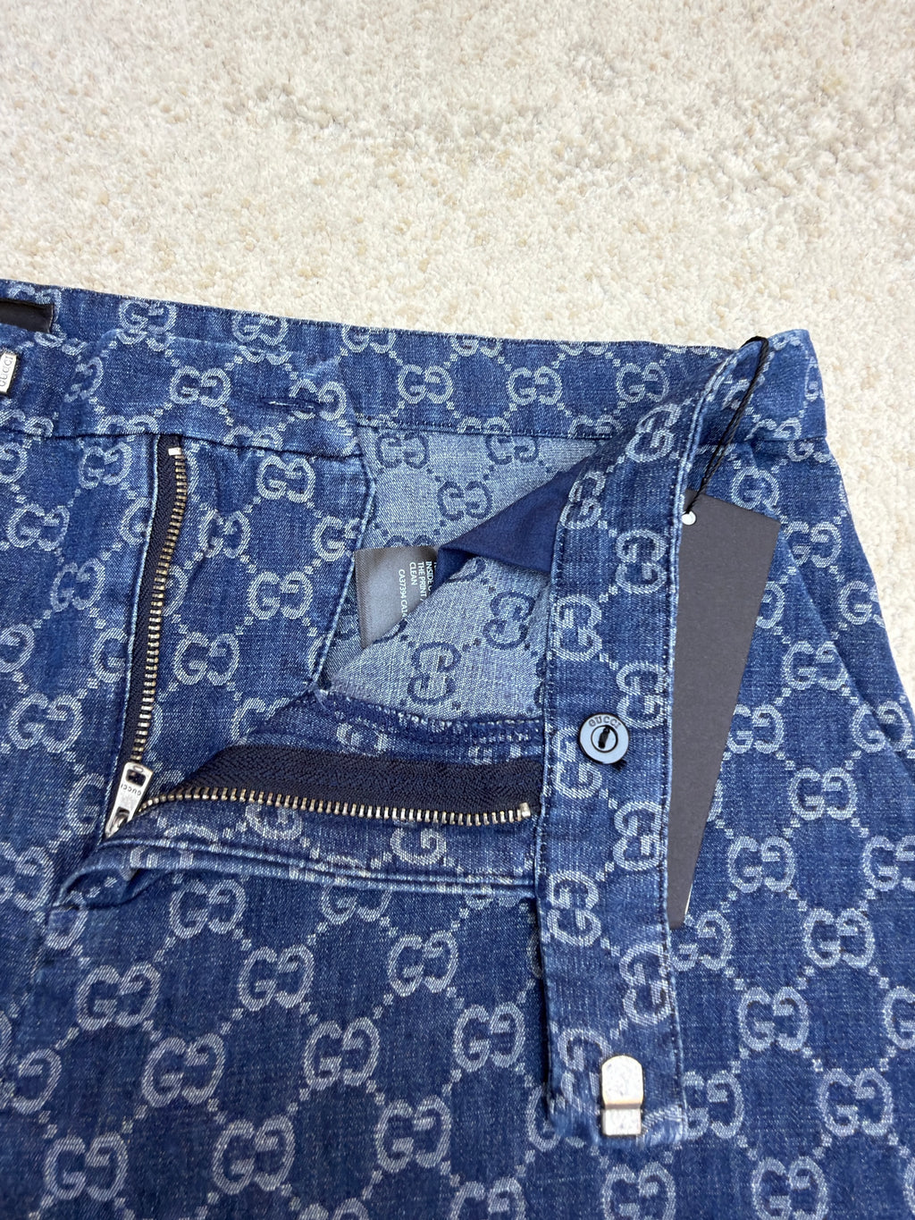 Gucci GG Cotton Denim Jacquard Pants