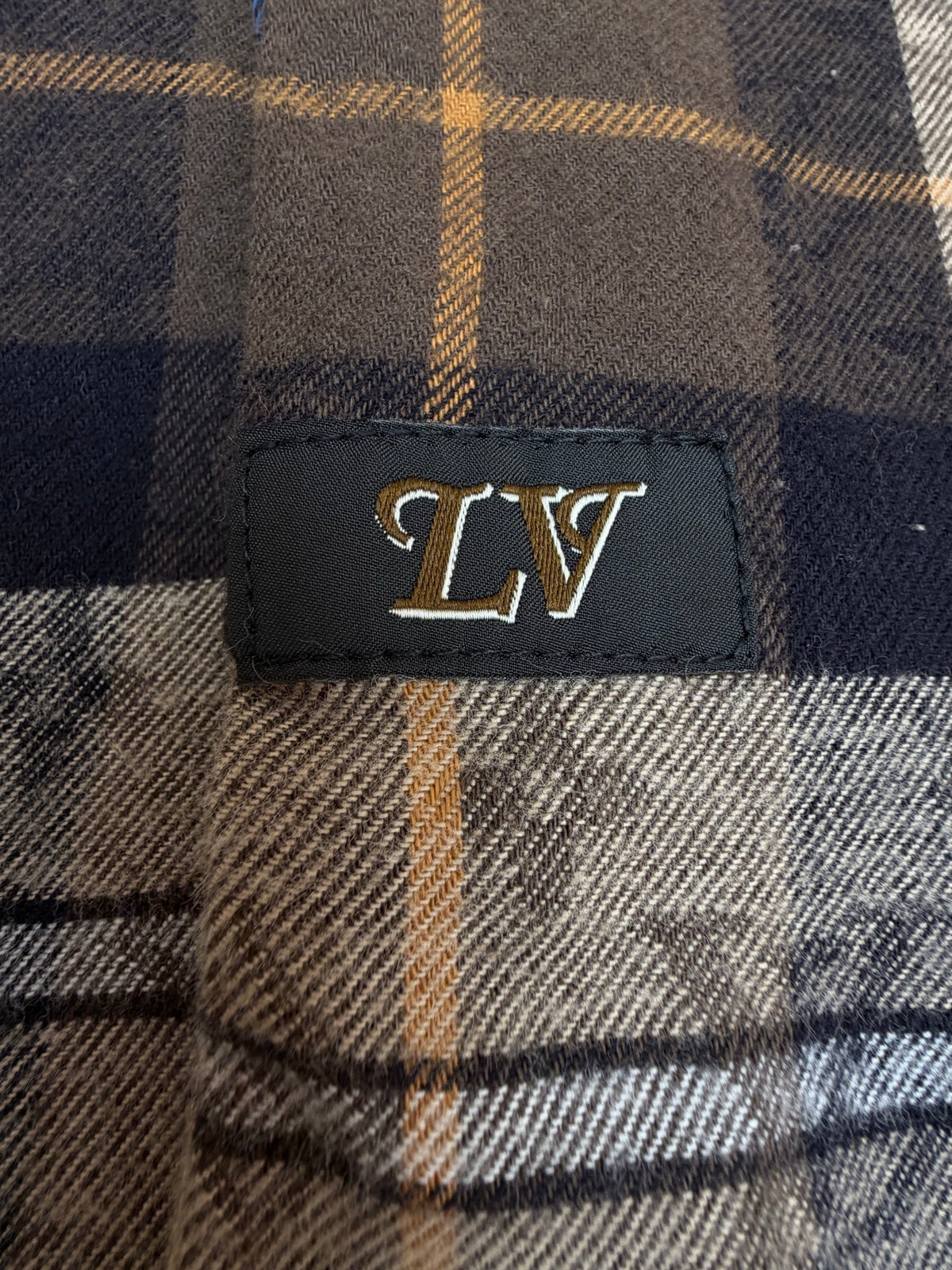 LV 1AIKAJ Monogram Flannel Long-Sleeved Polo Shirt