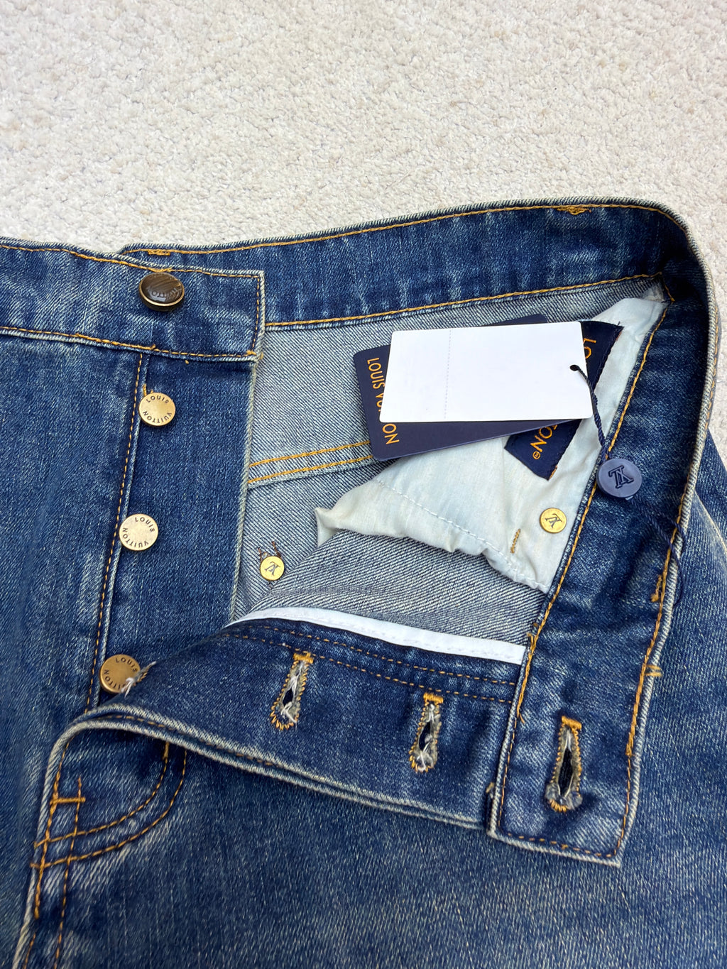 LV 1AJUY4 Denim Skate Pants With Leather Signature Pockets