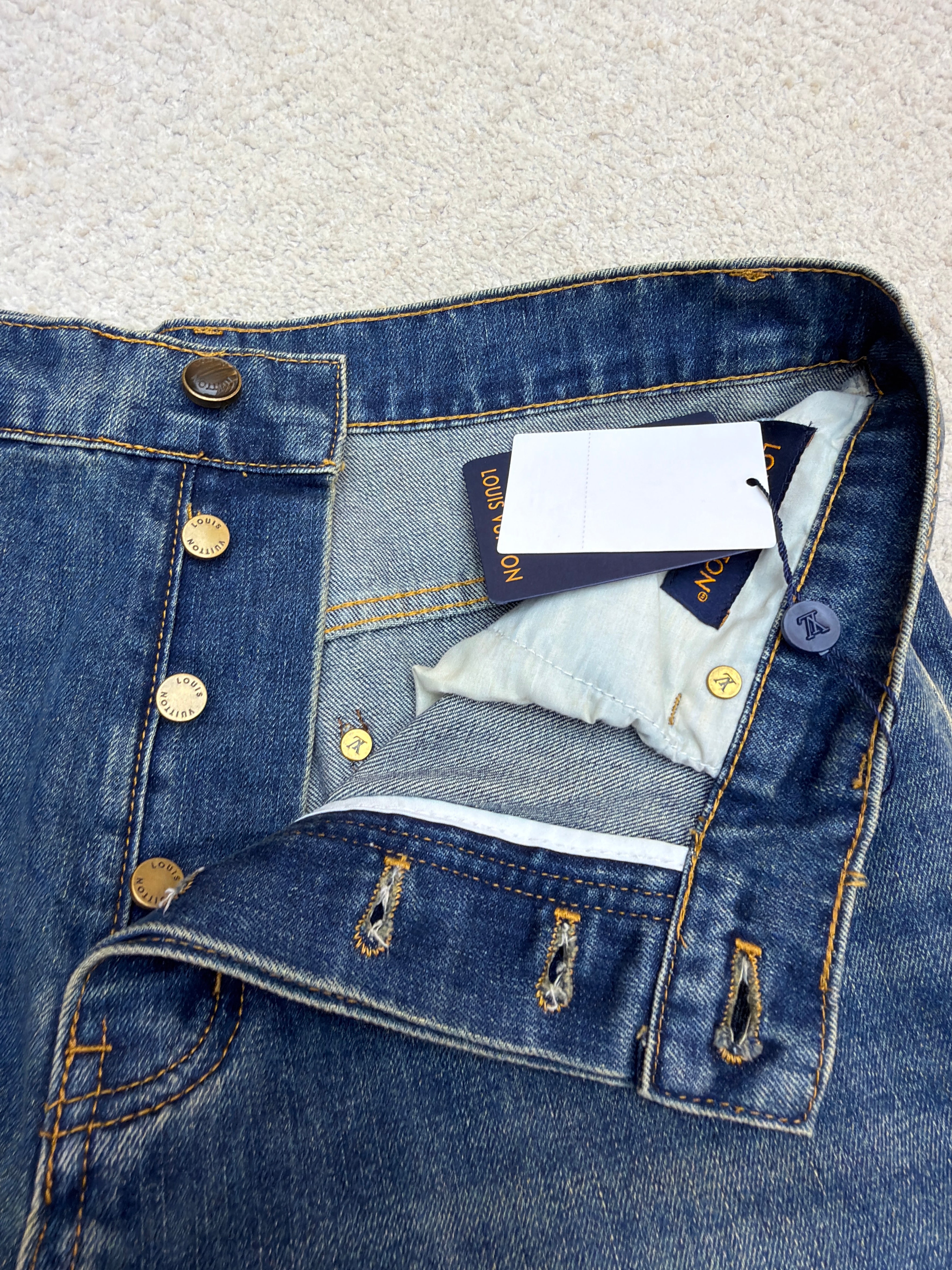 LV 1AJUY4 Denim Skate Pants With Leather Signature Pockets