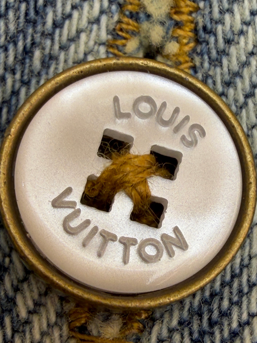 LV 1AK7A6 Signature Patchwork Denim Long-Sleeved Shirt
