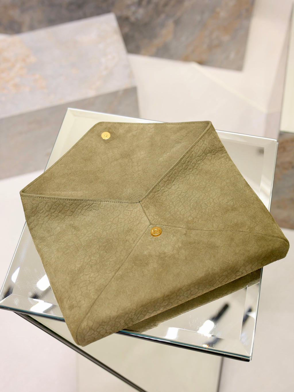 Saint Laurent Cassandre Large Envelope Pouch In Nubuck