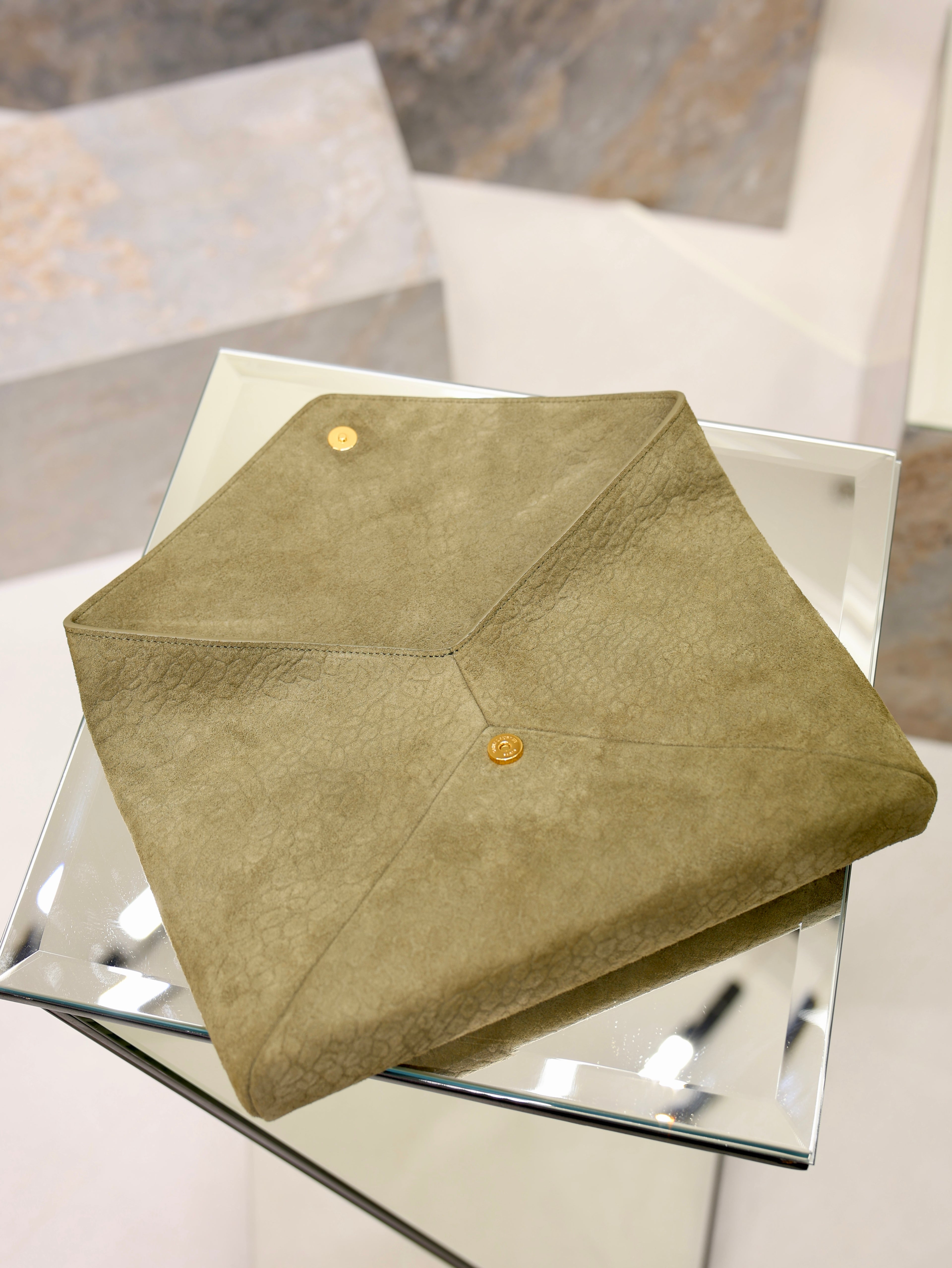 Saint Laurent Cassandre Large Envelope Pouch In Nubuck