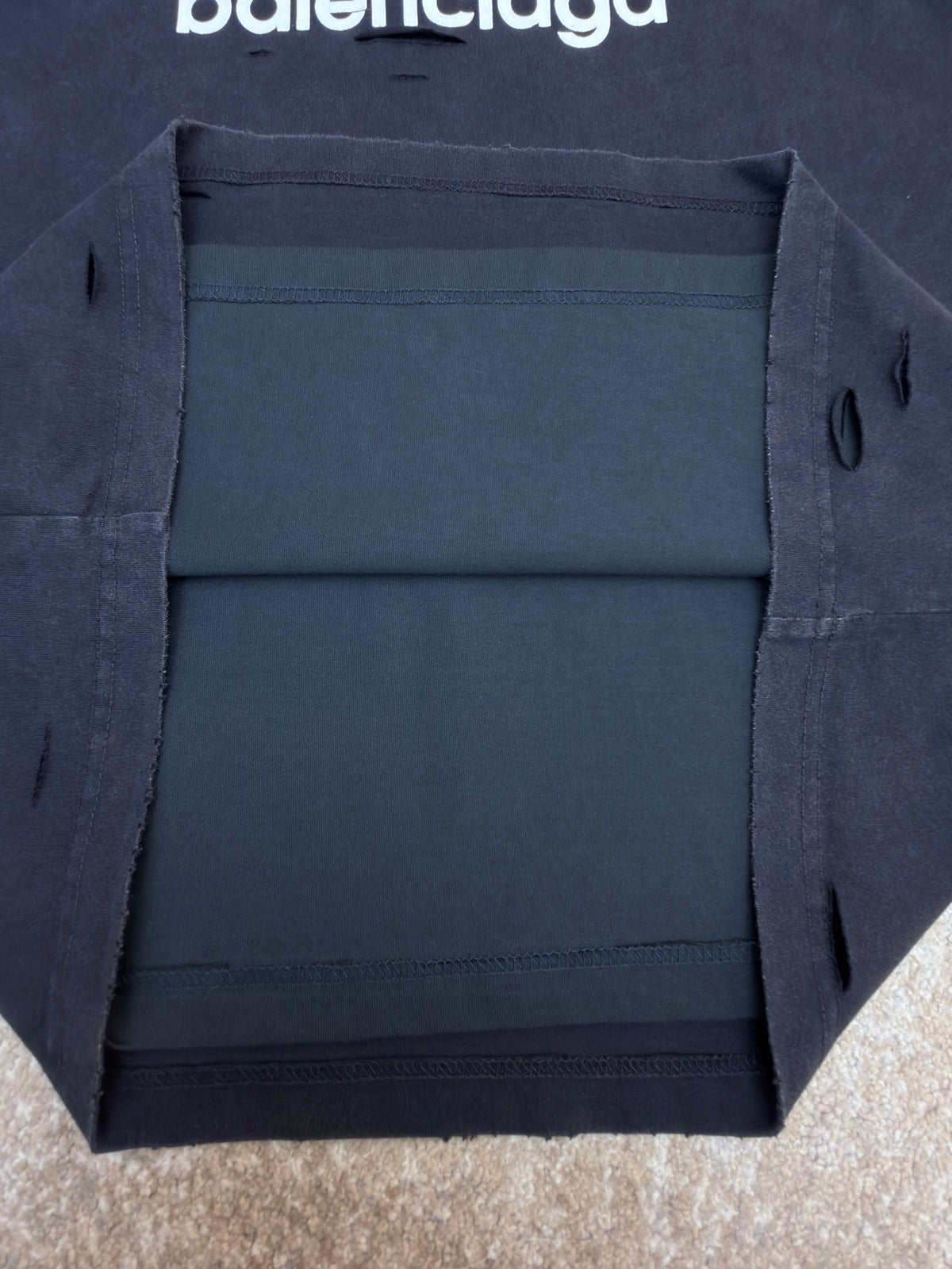Balenciaga Distressed Layered Long Sleeve T-Shirt