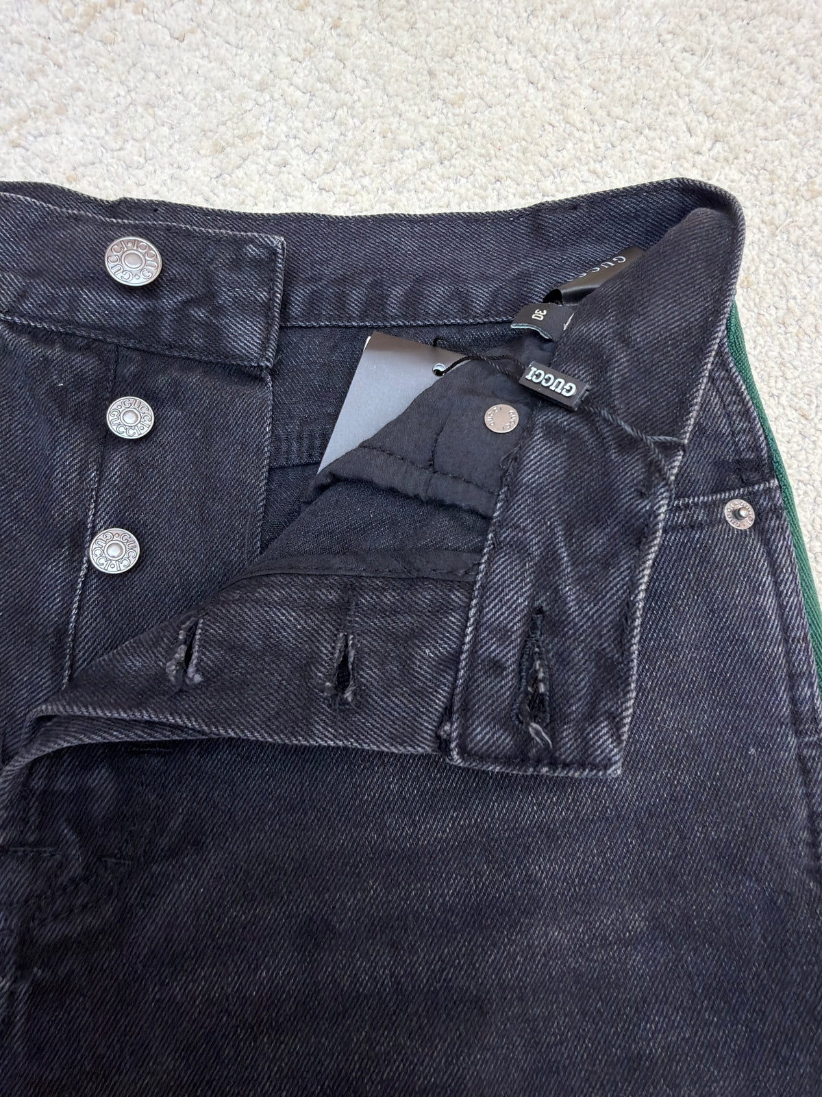 Gucci Cotton Denim Pants With Web Insert