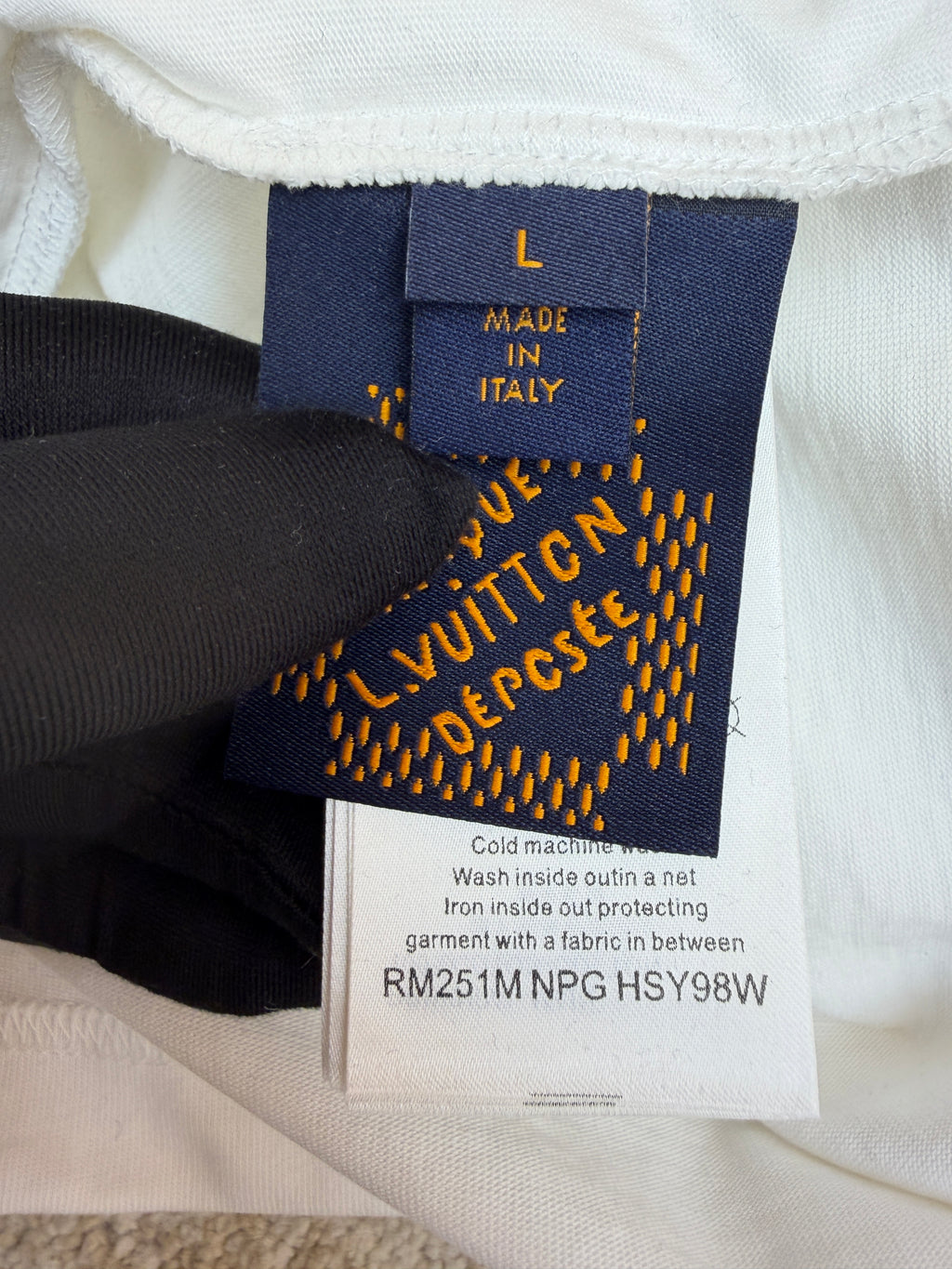 LV 1AFV79 Embroidered Signature Cotton T-Shirt