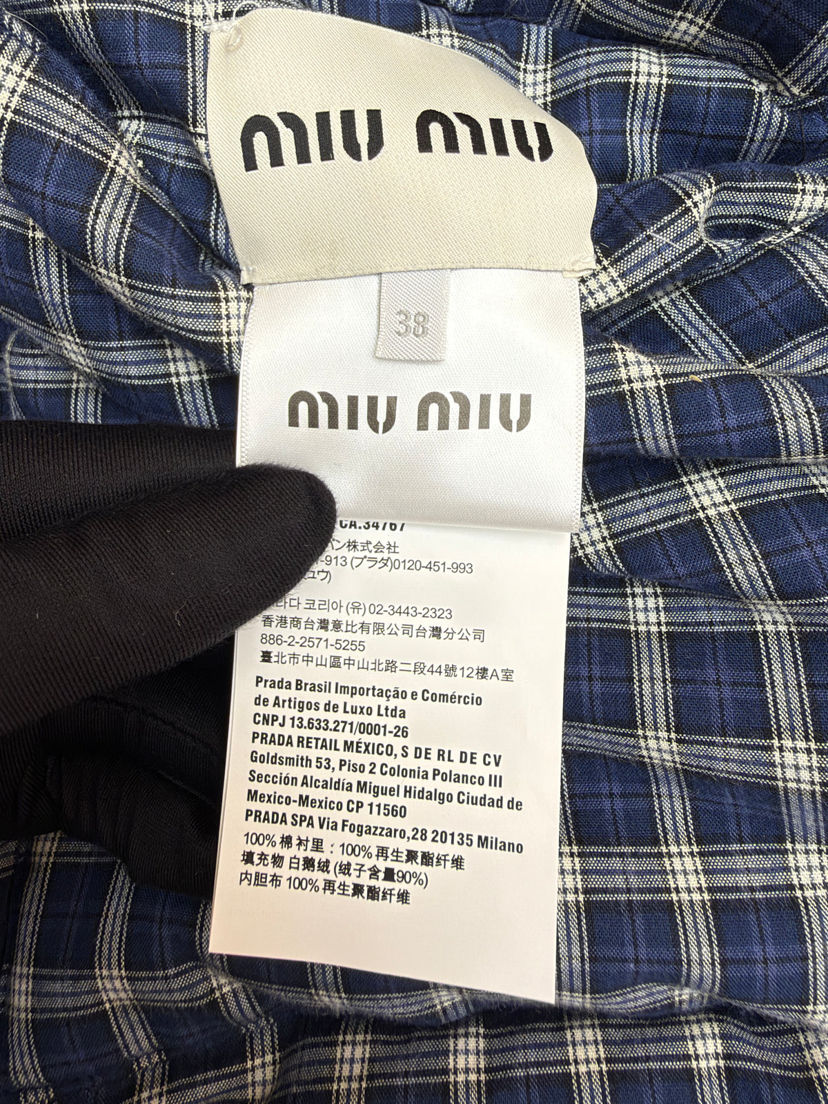 Miu Miu Reversible Flannel Down Jacket