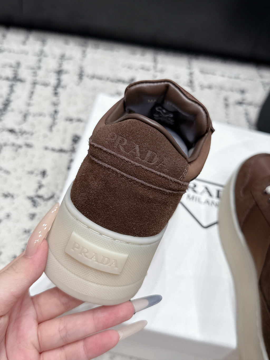 Prada Downtown Bold Re-Nylon And Suede Sneakers