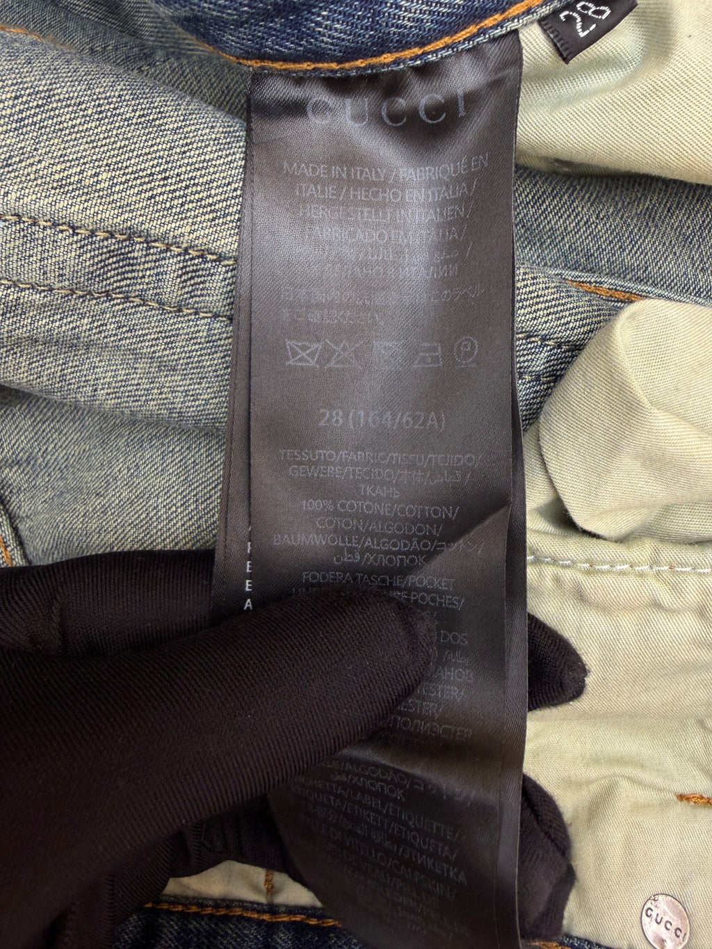 Gucci Cotton Denim Pants With Horsebit Detail