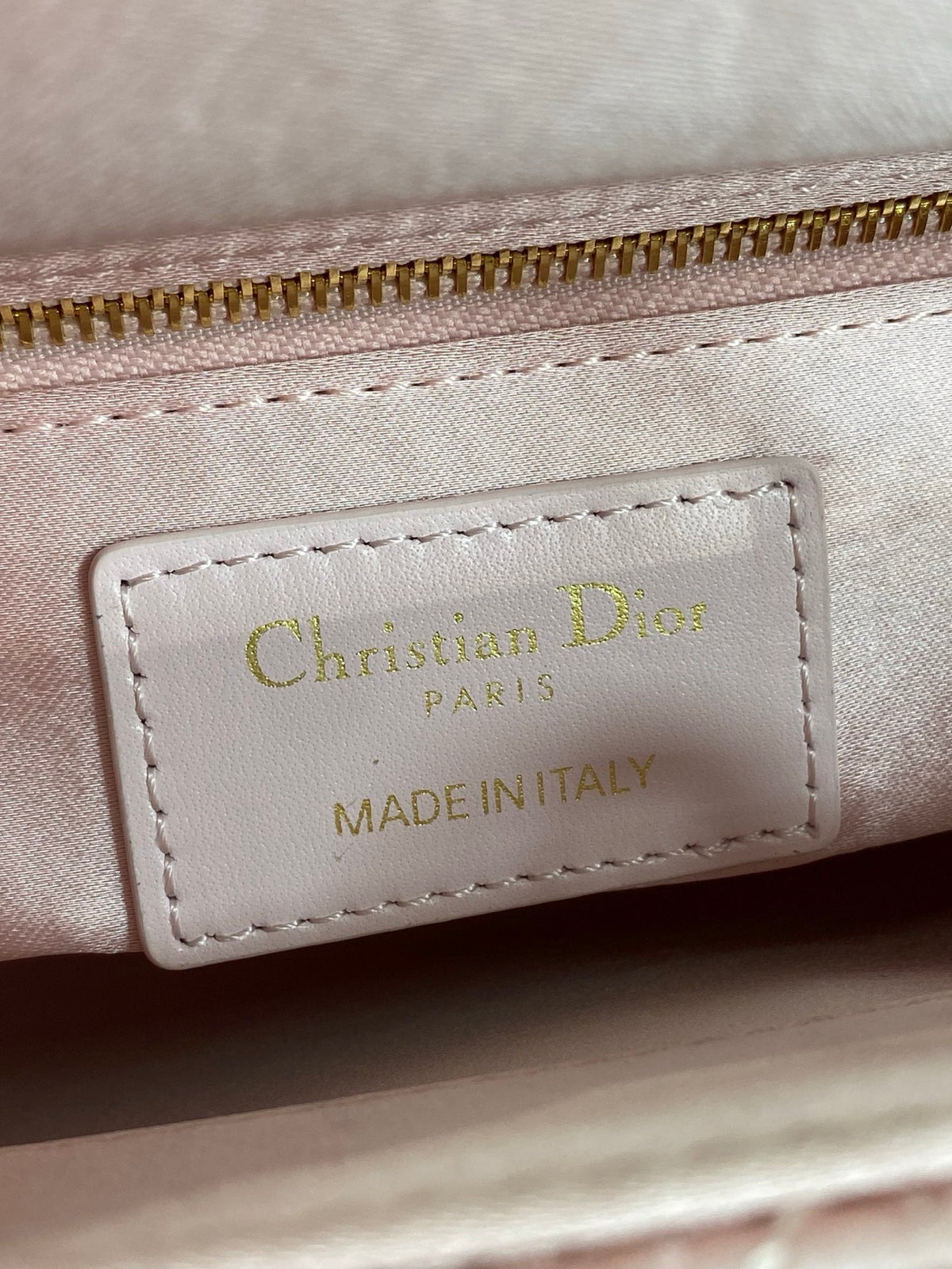 Dior Mini Lady Dior Bag with Chain in Pale Cannage Satin and Strass