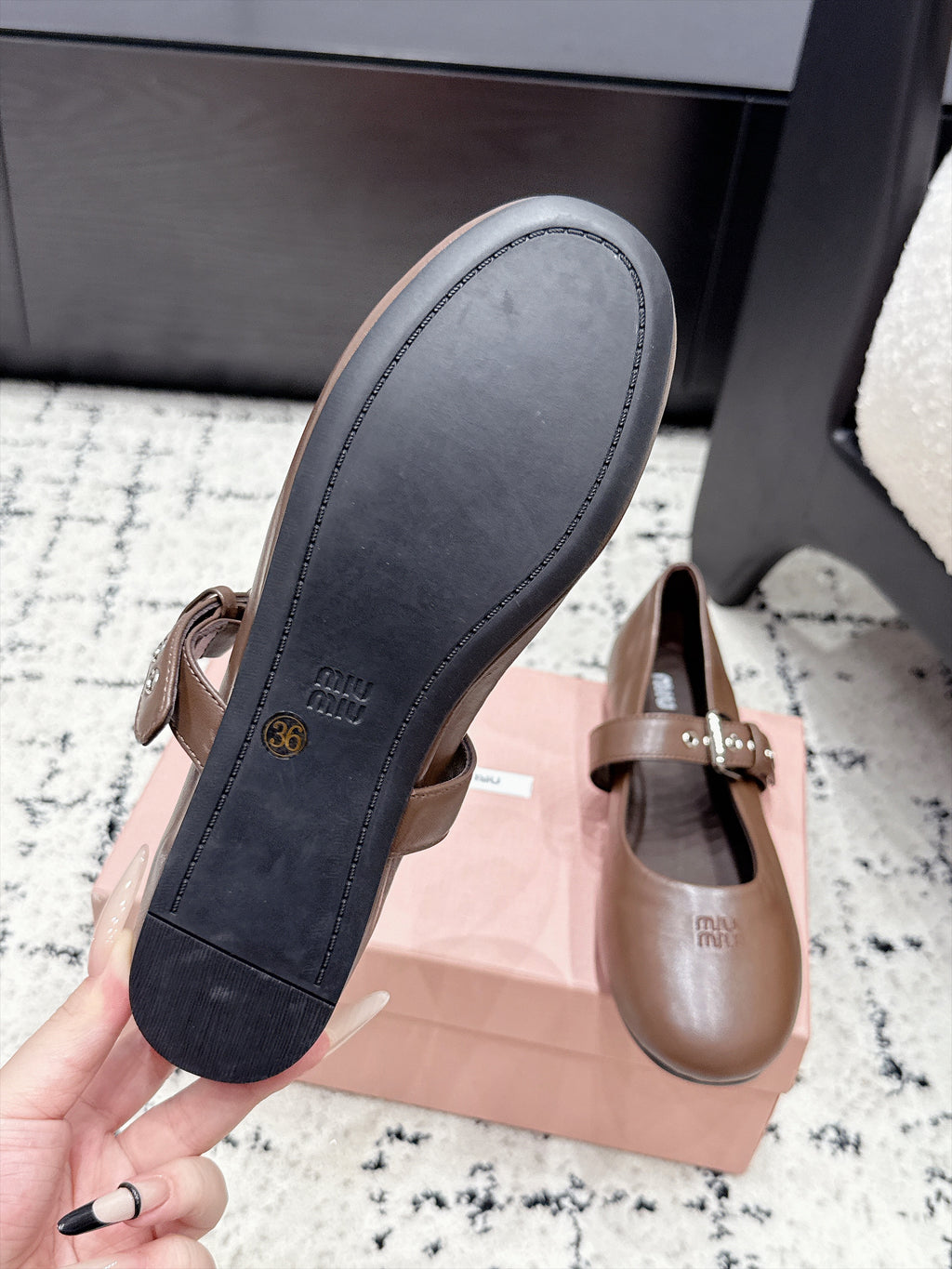 Miu Miu Mary Jane Flats in Lambskin