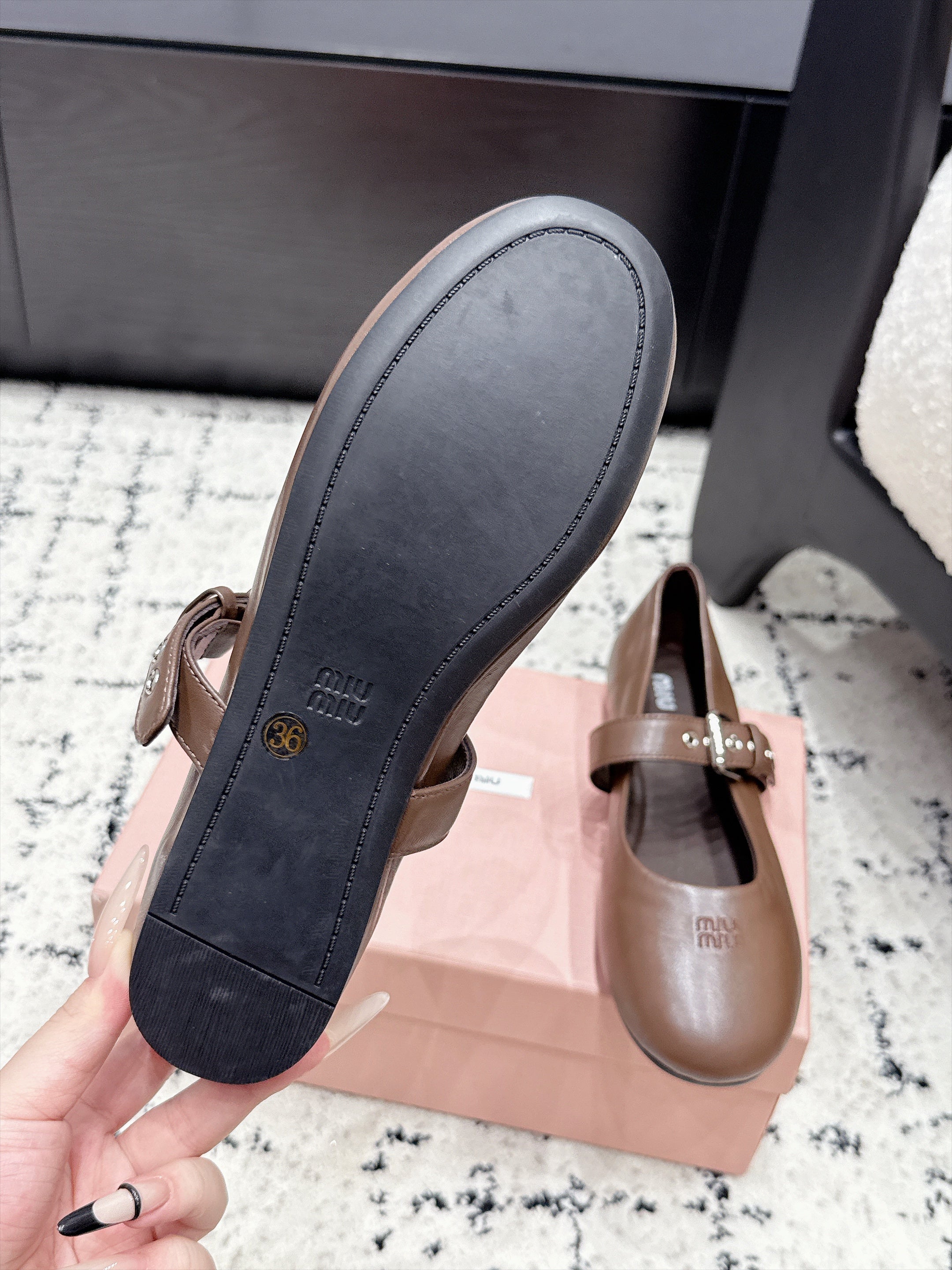 Miu Miu Mary Jane Flats in Lambskin