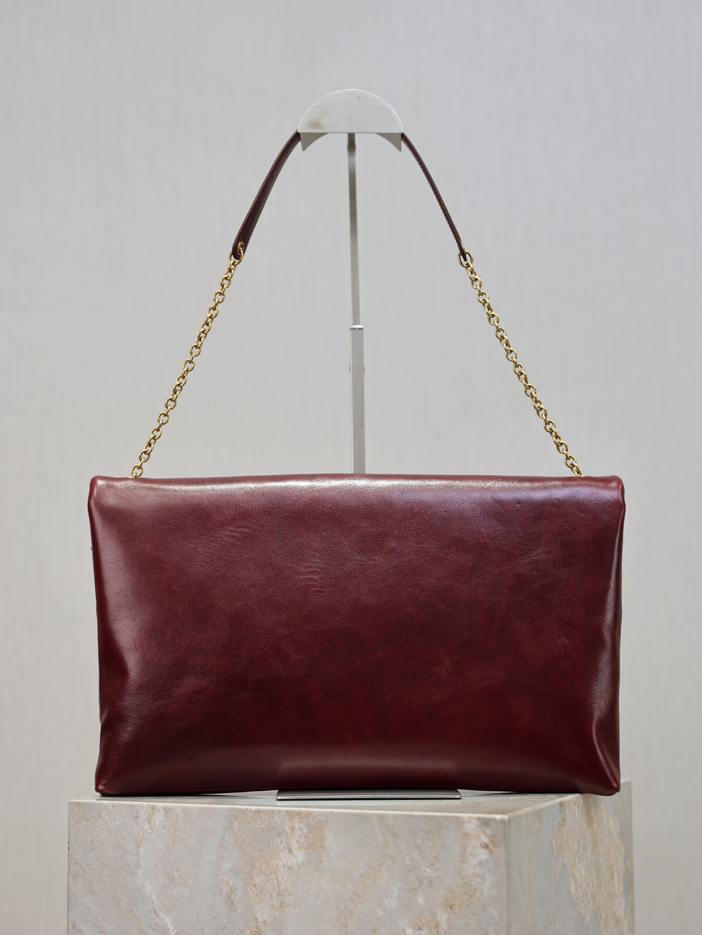 Saint Laurent Cassandre Large Pouch On Chain In Lambskin