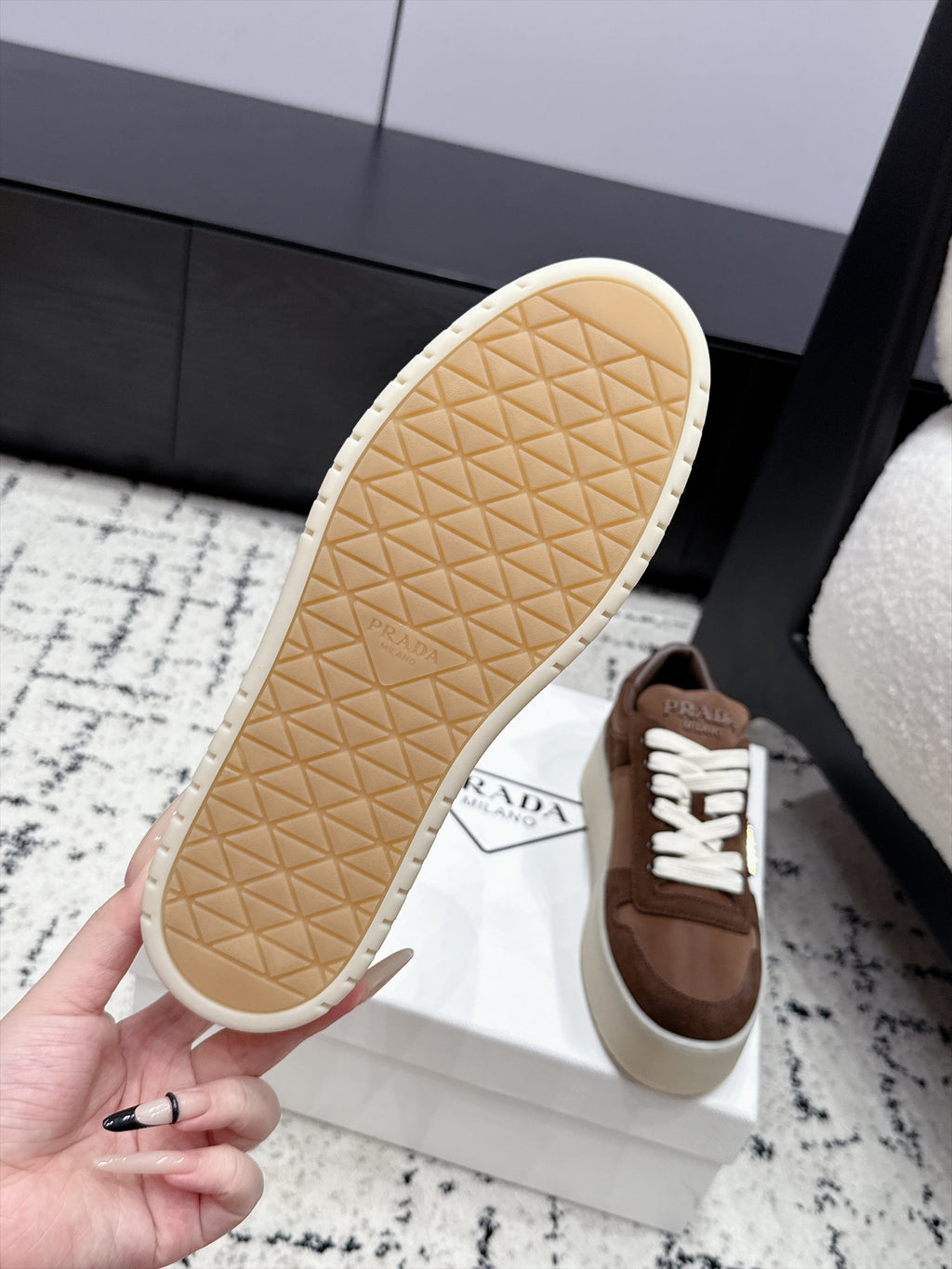 Prada Downtown Bold Re-Nylon And Suede Sneakers