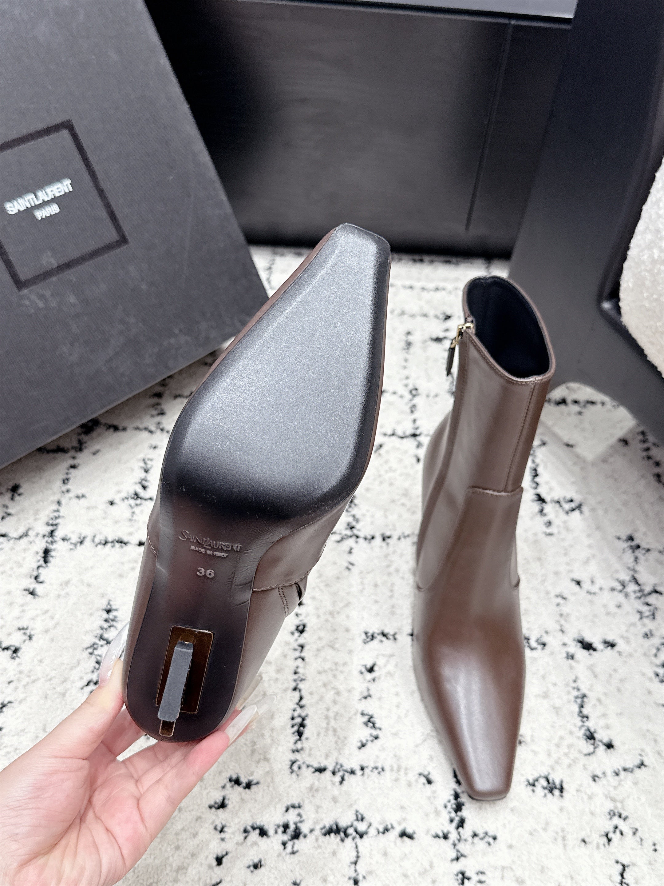 Saint Laurent Opyum Booties In Smooth Leather
