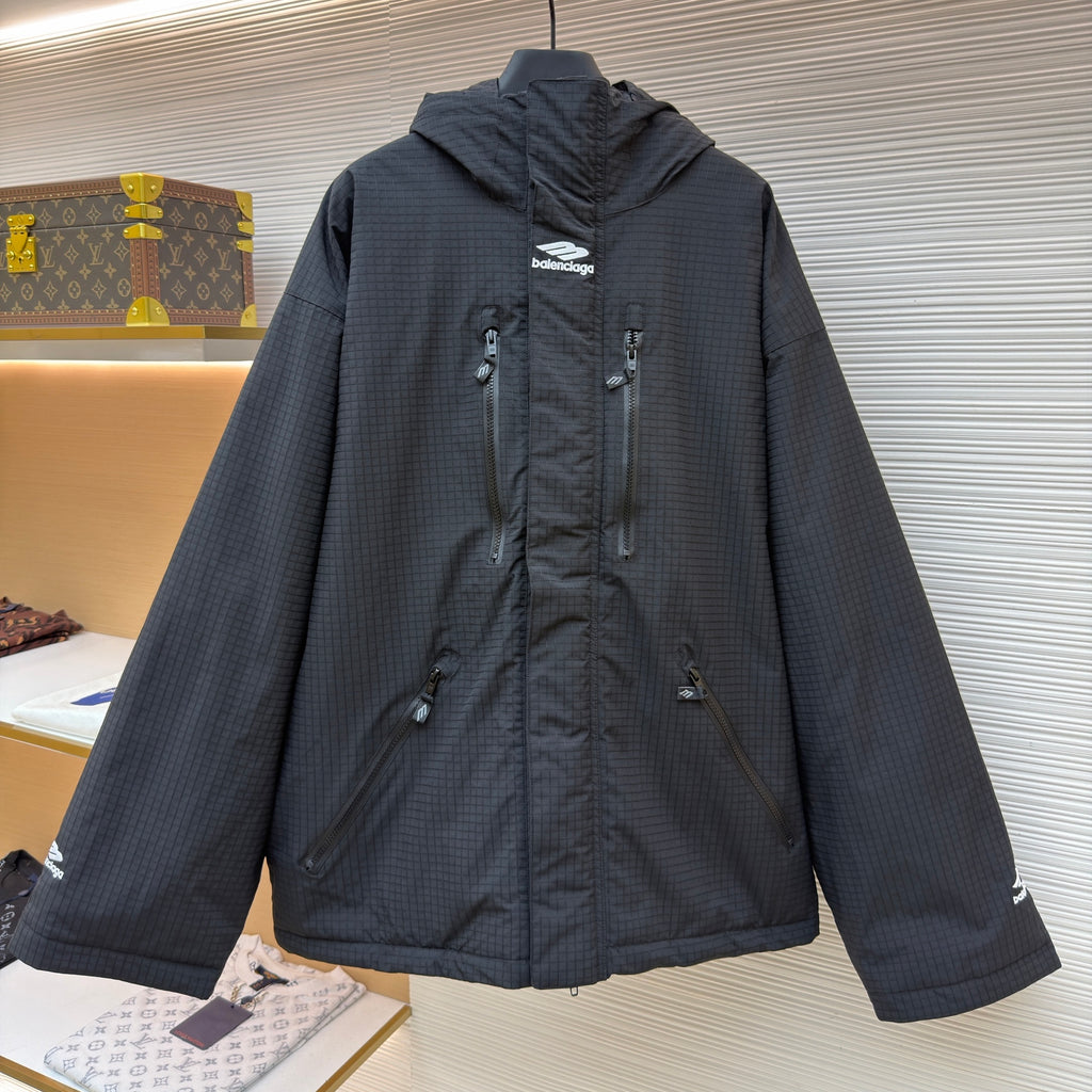 Balenciaga Oversized Distressed Cotton-ripstop Hooded Bomber Jacket