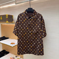 LV 1AJRJ7 Monogram Printed Short-Sleeved Silk Shirt