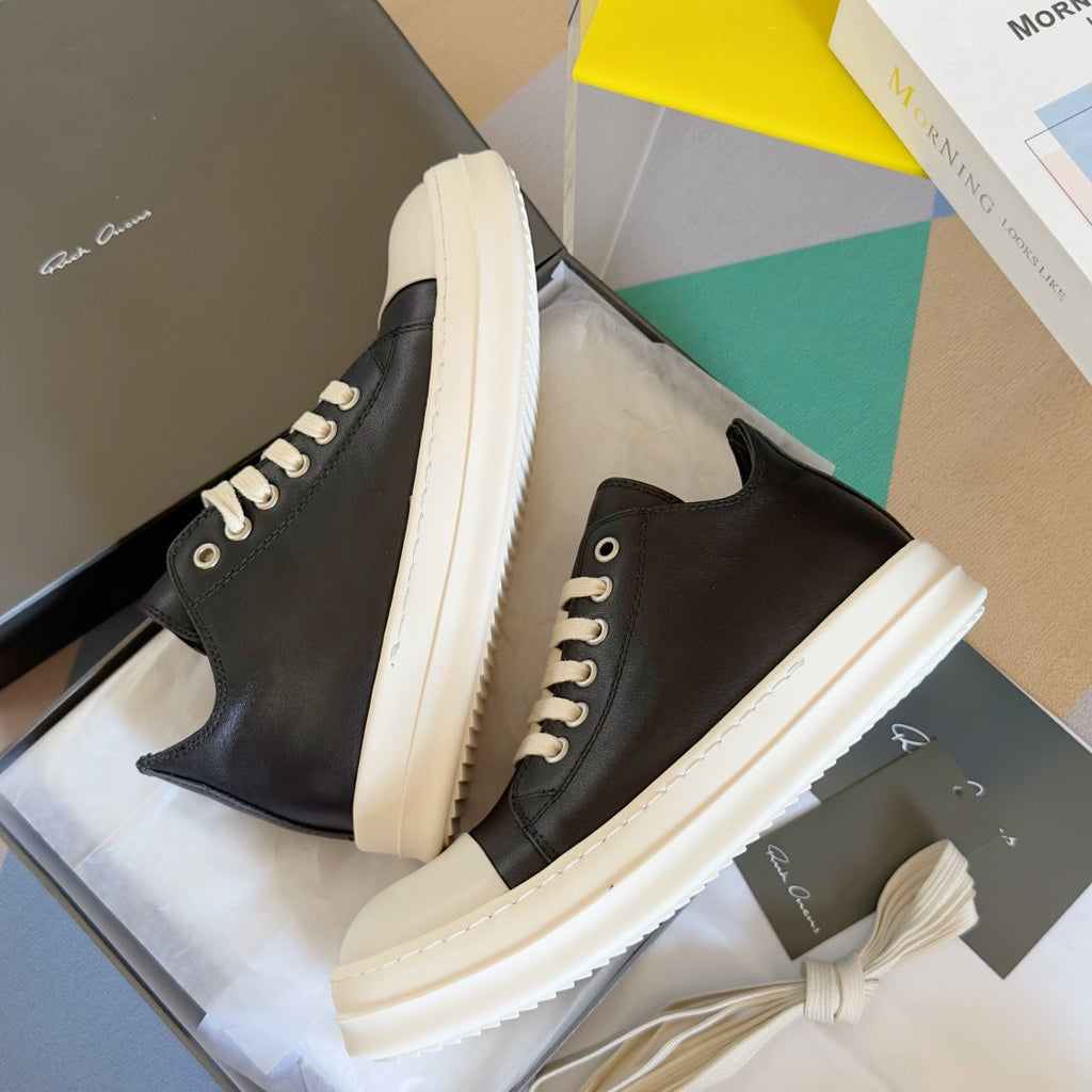 Rick Owens Lace-Up Low Sneakers in Calf