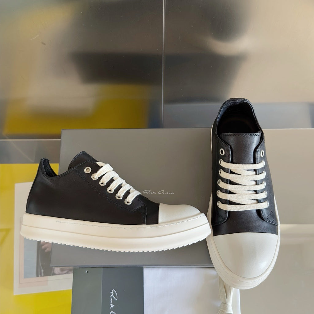 Rick Owens Lace-Up Low Sneakers in Calf