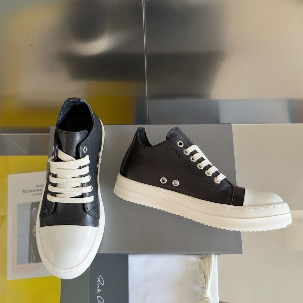 Rick Owens Lace-Up Low Sneakers in Calf