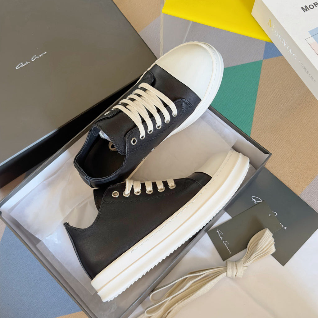 Rick Owens Lace-Up Low Sneakers in Calf
