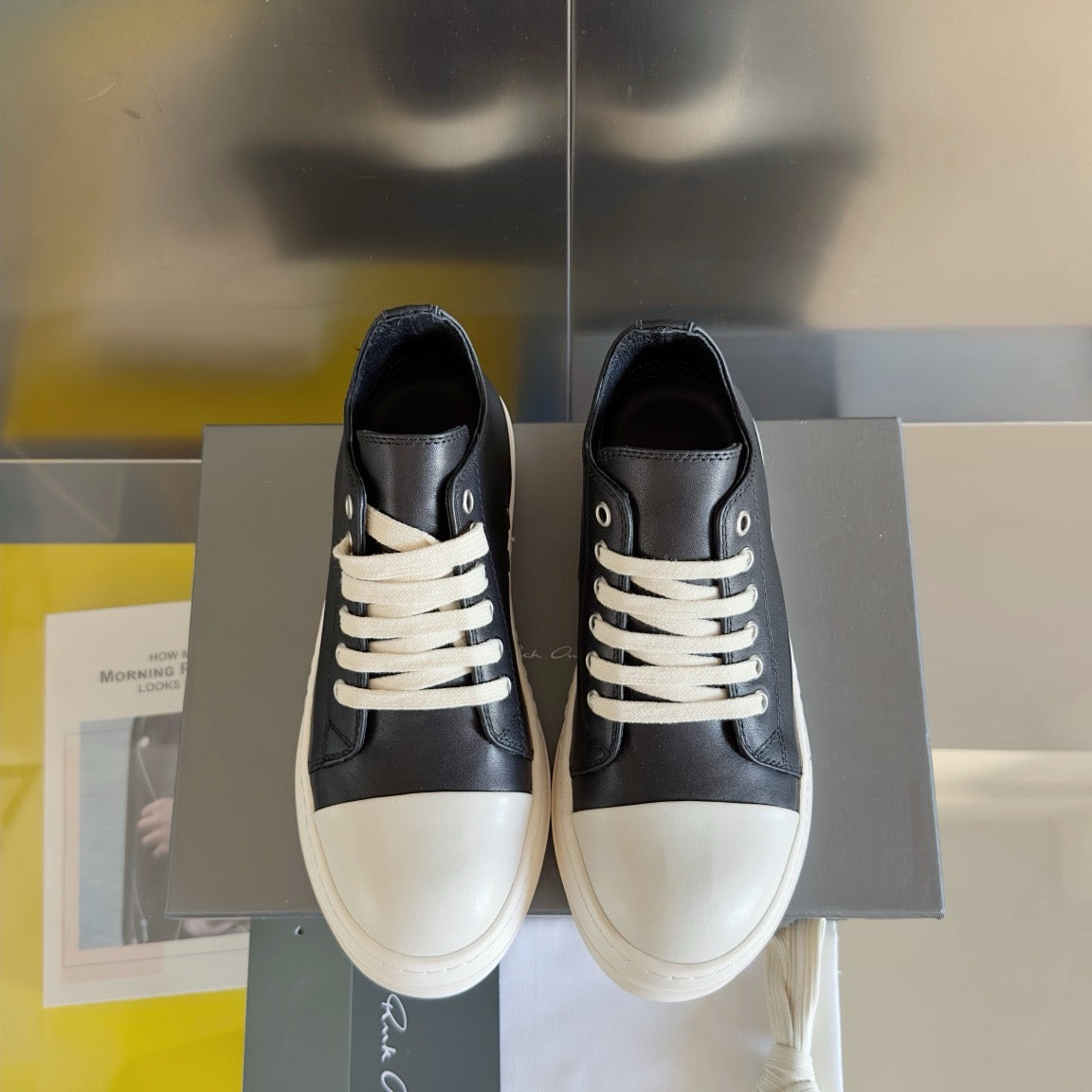 Rick Owens Lace-Up Low Sneakers in Calf
