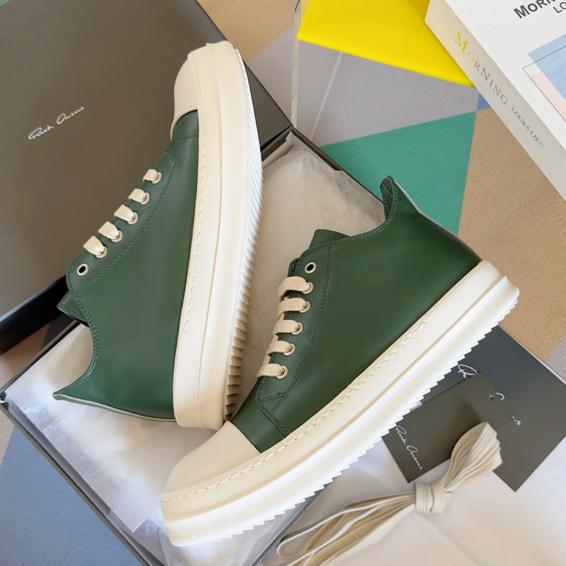 Rick Owens Lace-Up Low Sneakers in Calf
