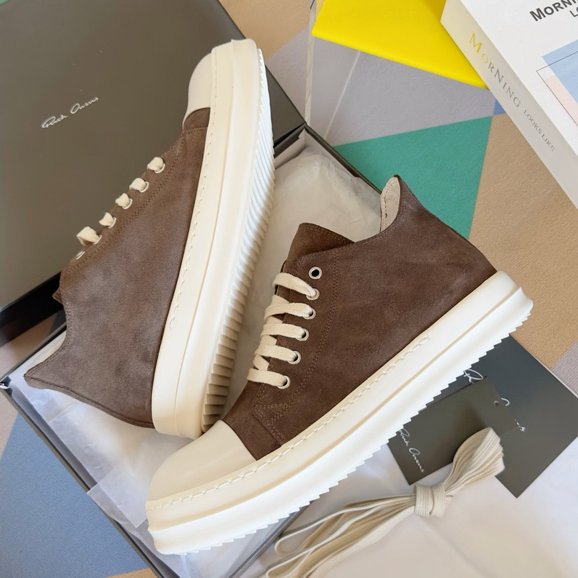 Rick Owens Lace-Up Low Sneakers in Calf