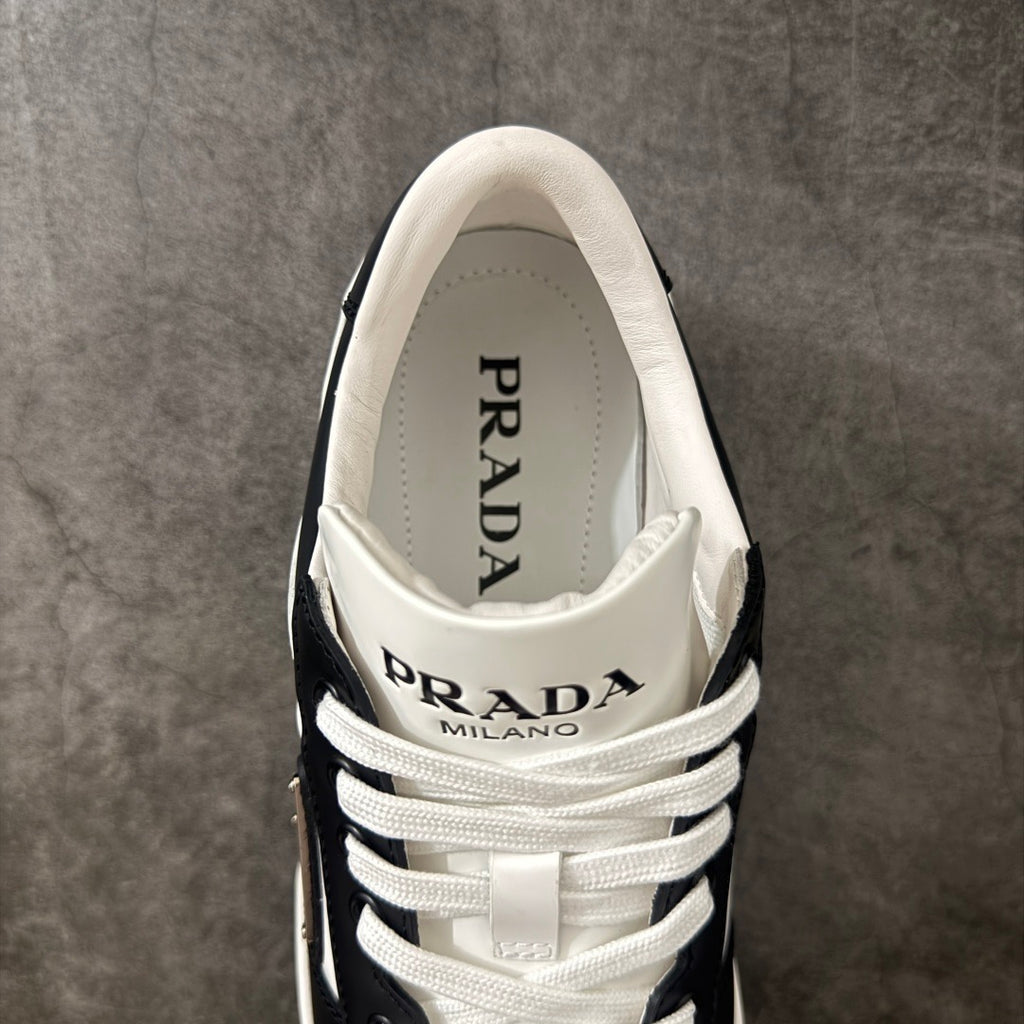 Prada Downtown Leather Low Top Sneakers