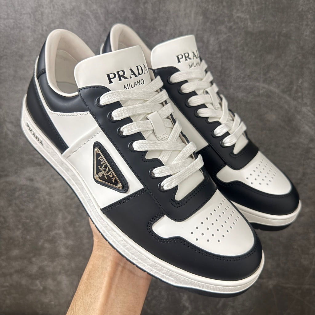 Prada Downtown Leather Low Top Sneakers