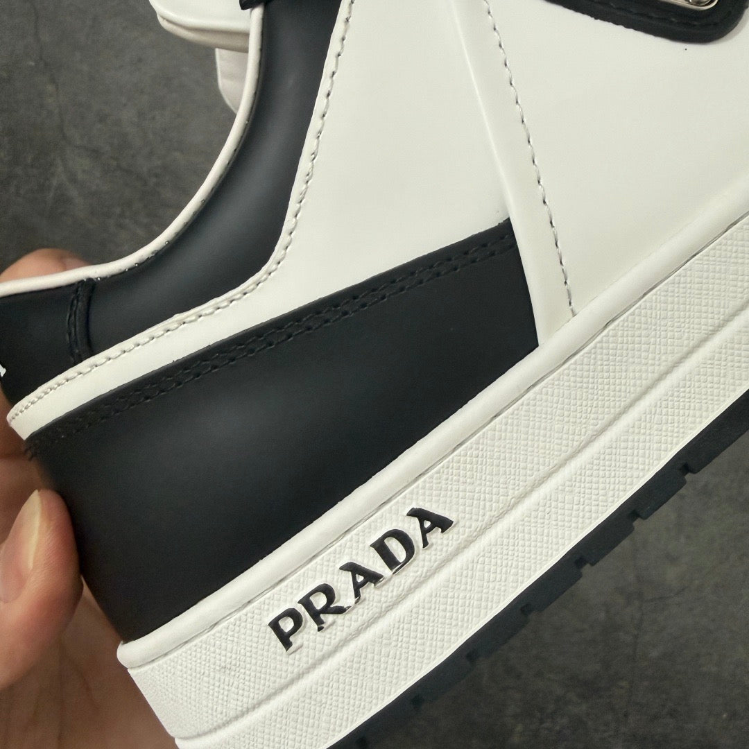 Prada Downtown Leather Low Top Sneakers