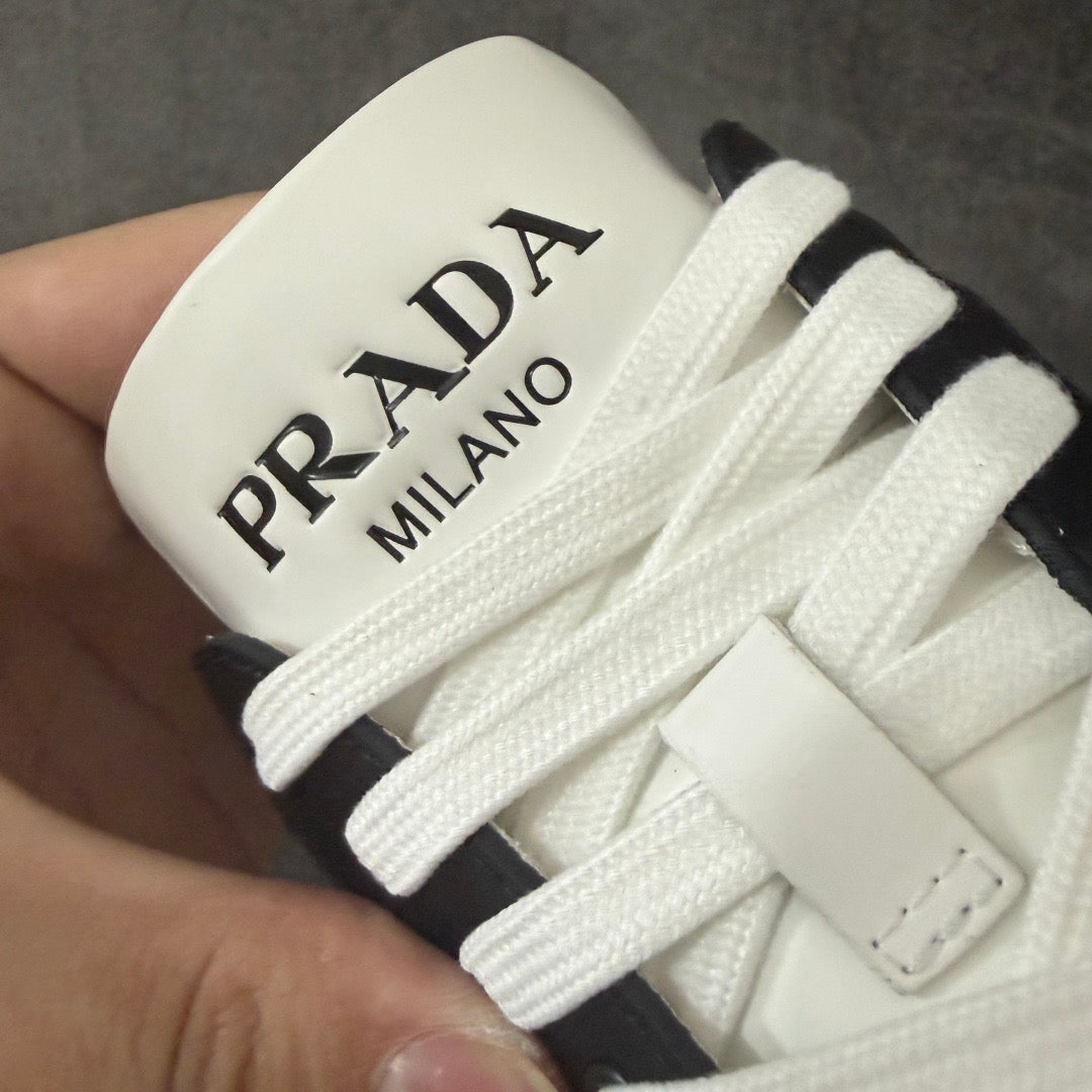 Prada Downtown Leather Low Top Sneakers