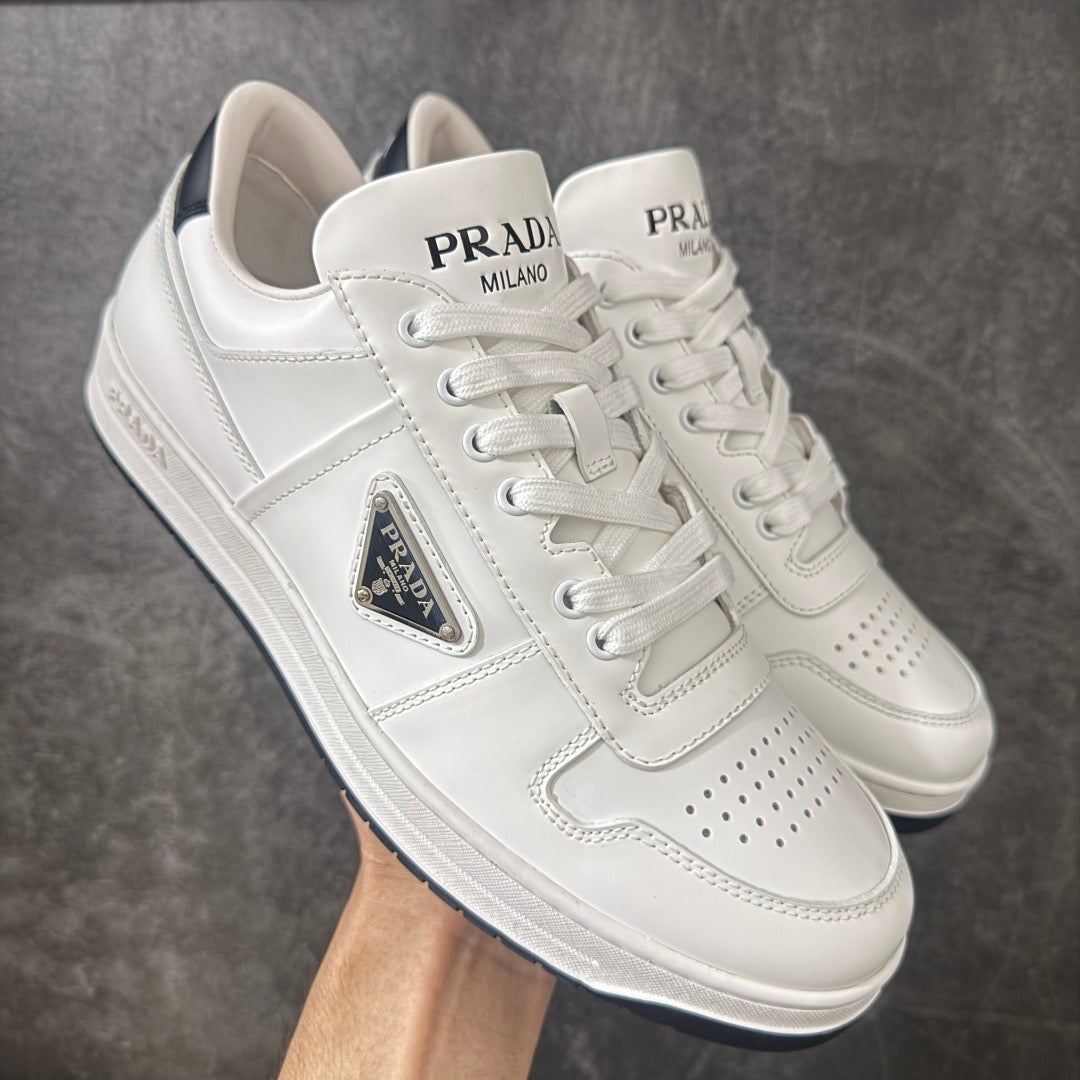 Prada Downtown Leather Low Top Sneakers