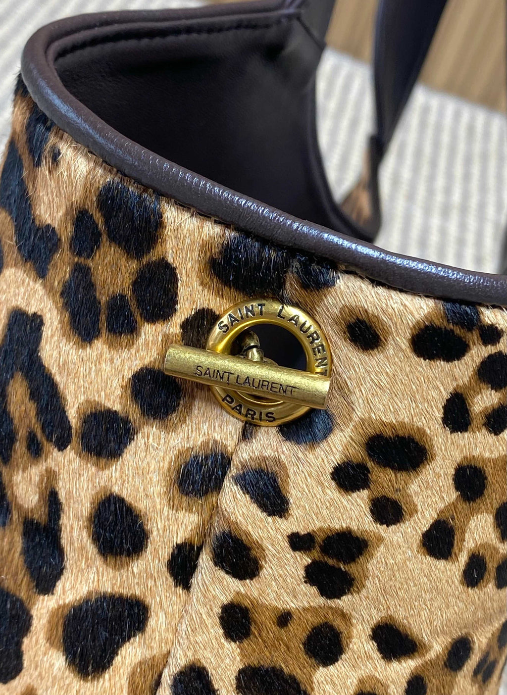 Saint Laurent Le 5 A 7 Bea In Pony Hair Leather Leopard