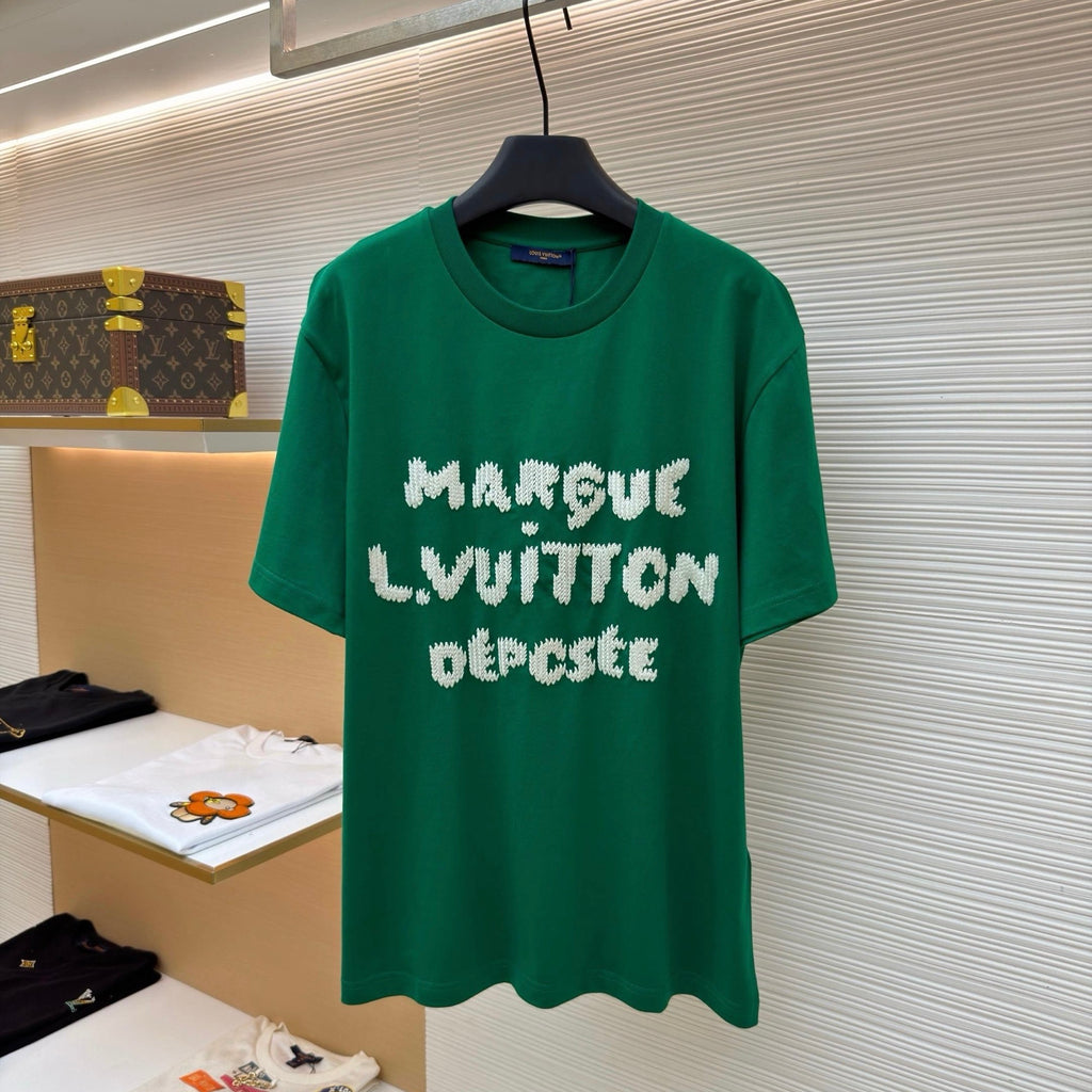 LV 1AK6I9 Embroidered Signature Short-Sleeved T-Shirt